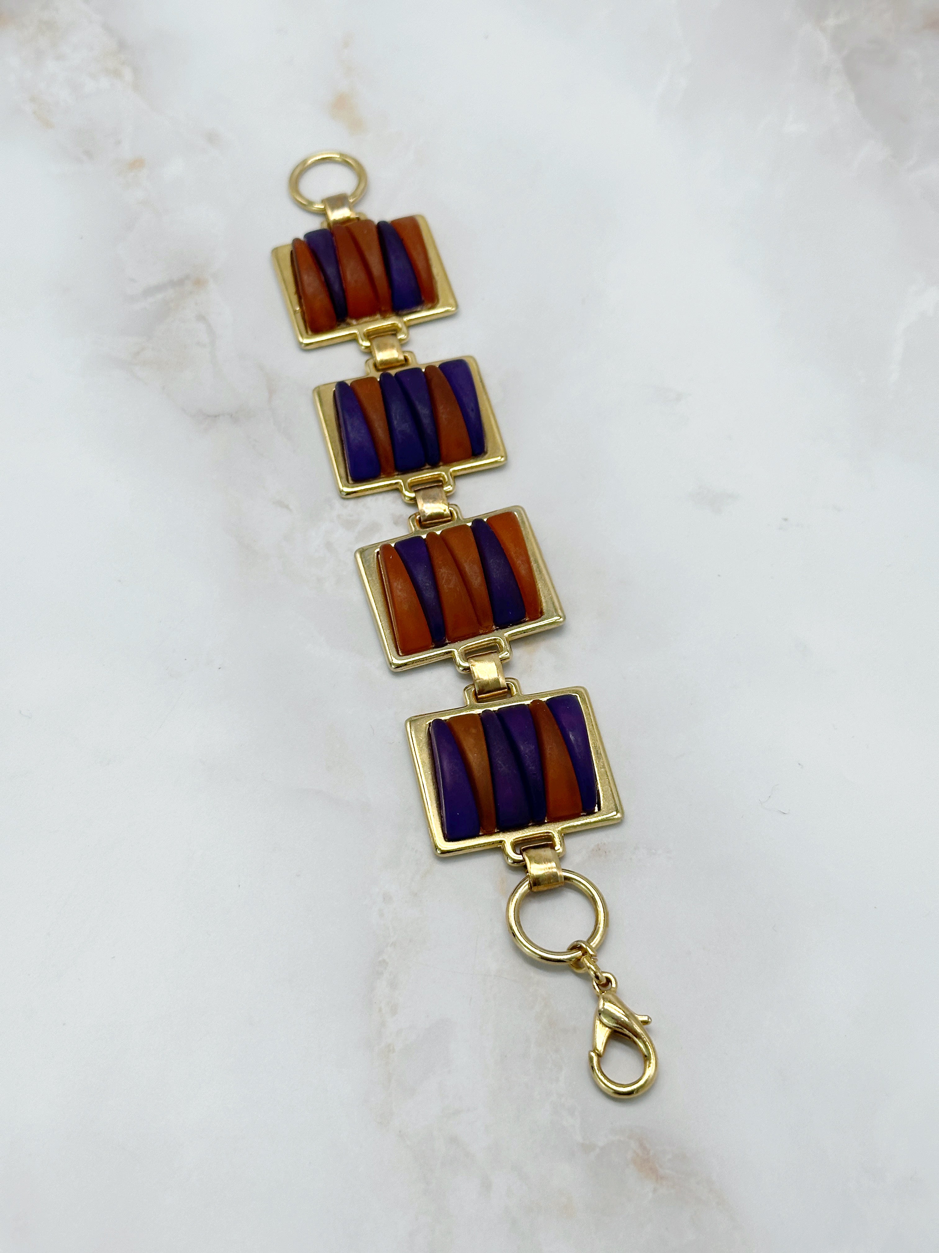 Vintage bracelet gold-plated with purple-brown elements