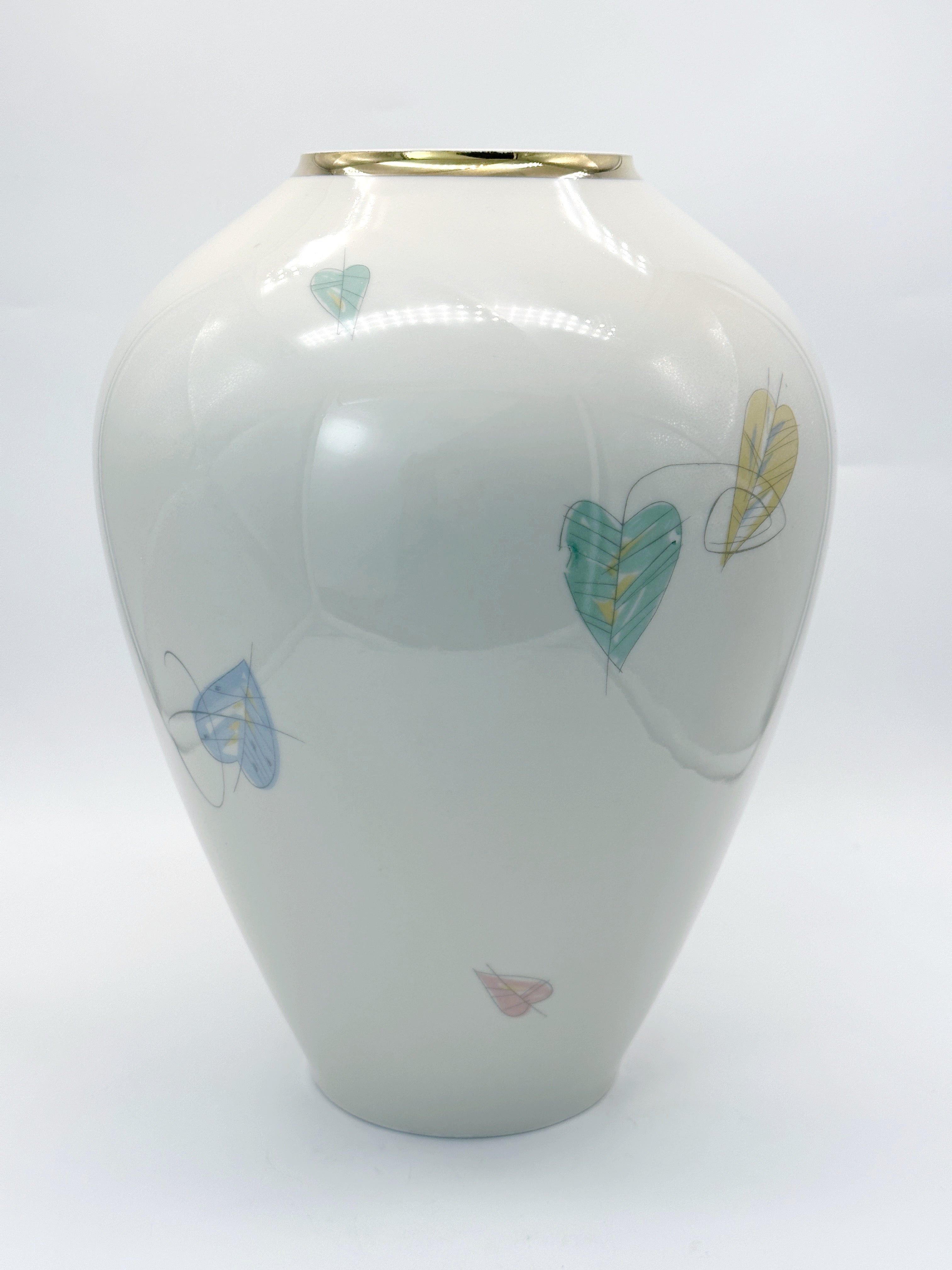Vintage Vase von Mitterteich mit Blattmotiv, 50er Jahre