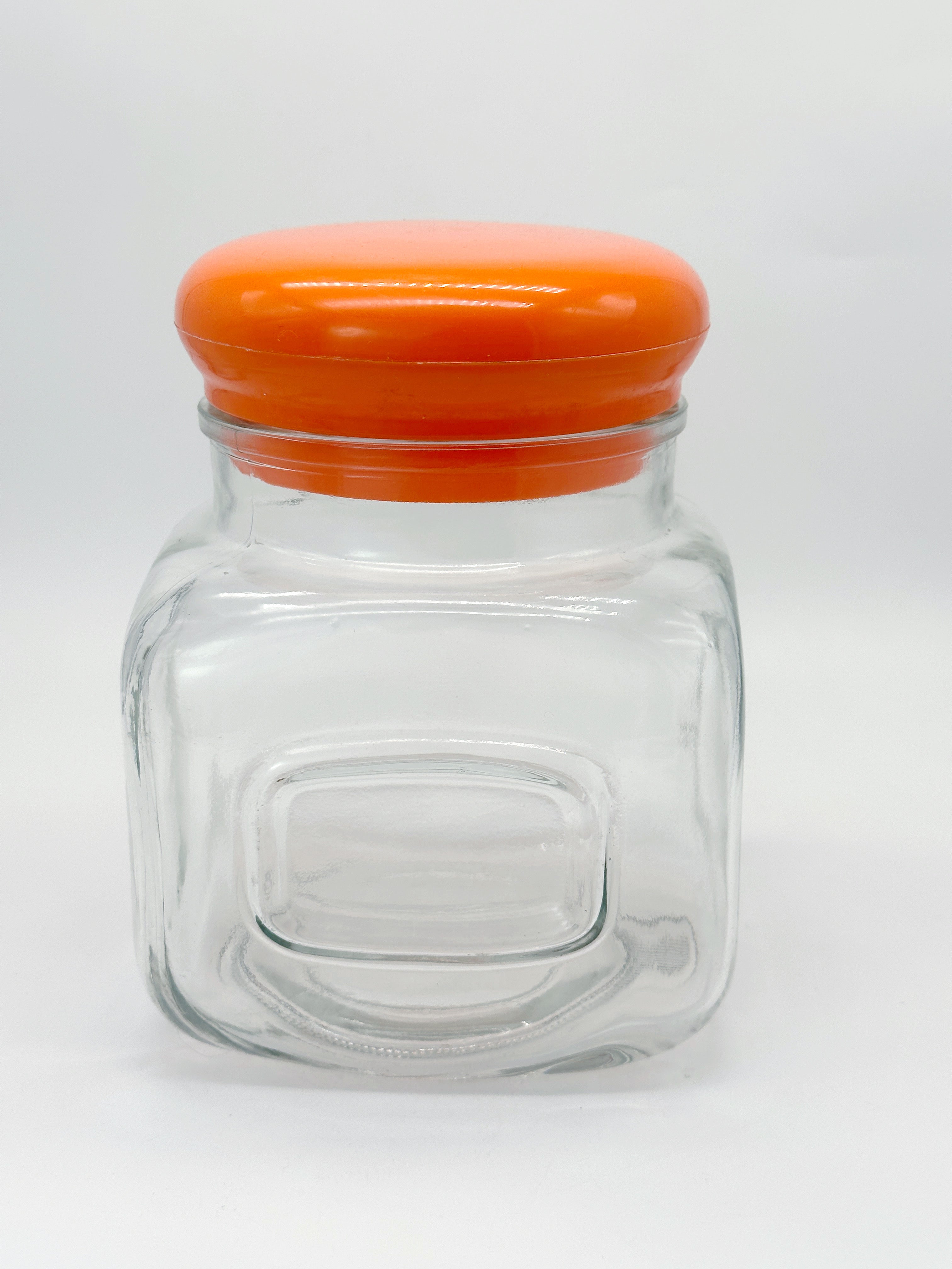 Retro Vorratsglas aus Pressglas 70er Jahre Orange