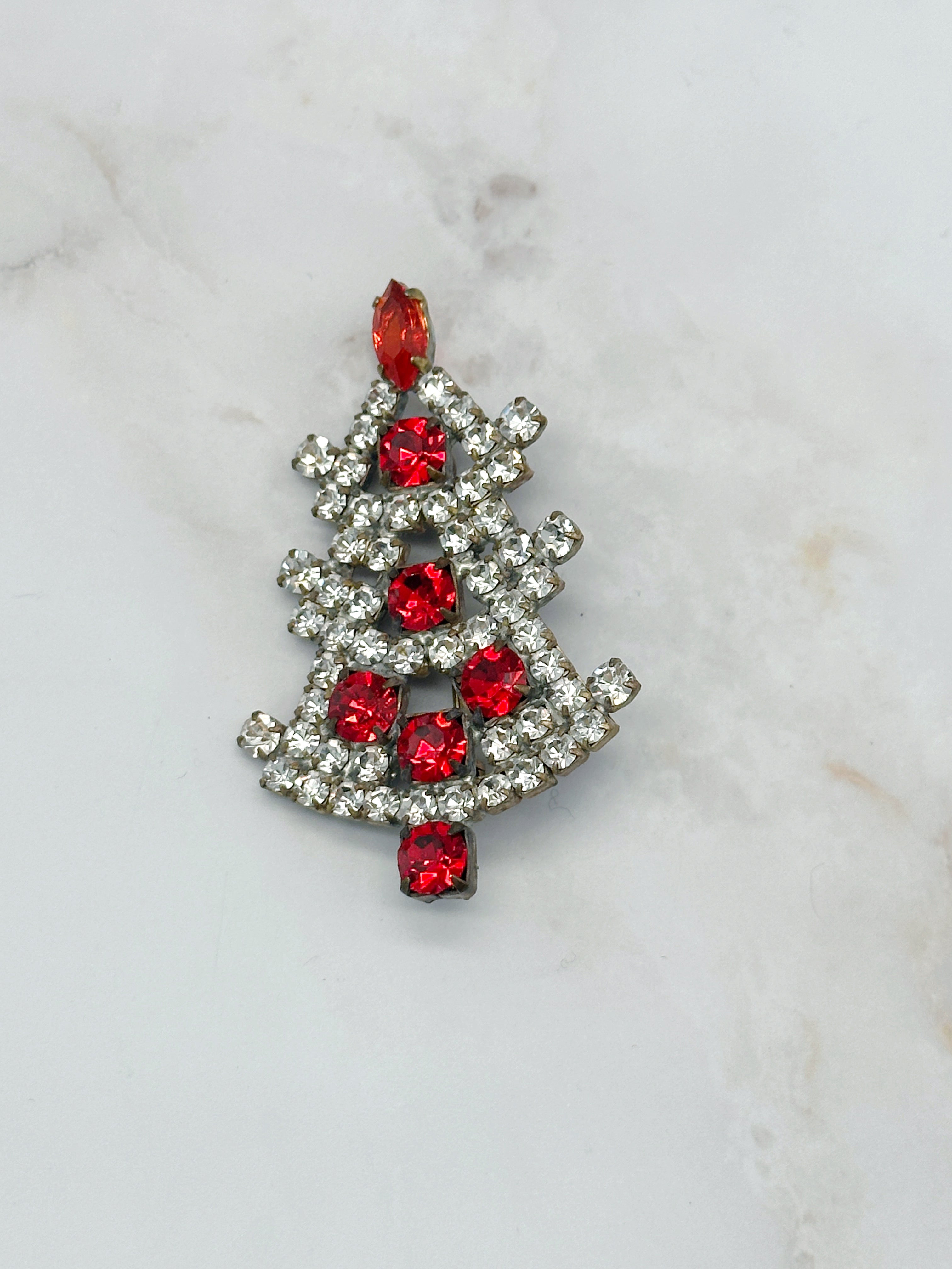 Funkelnde Gablonzer Brosche Christbaum