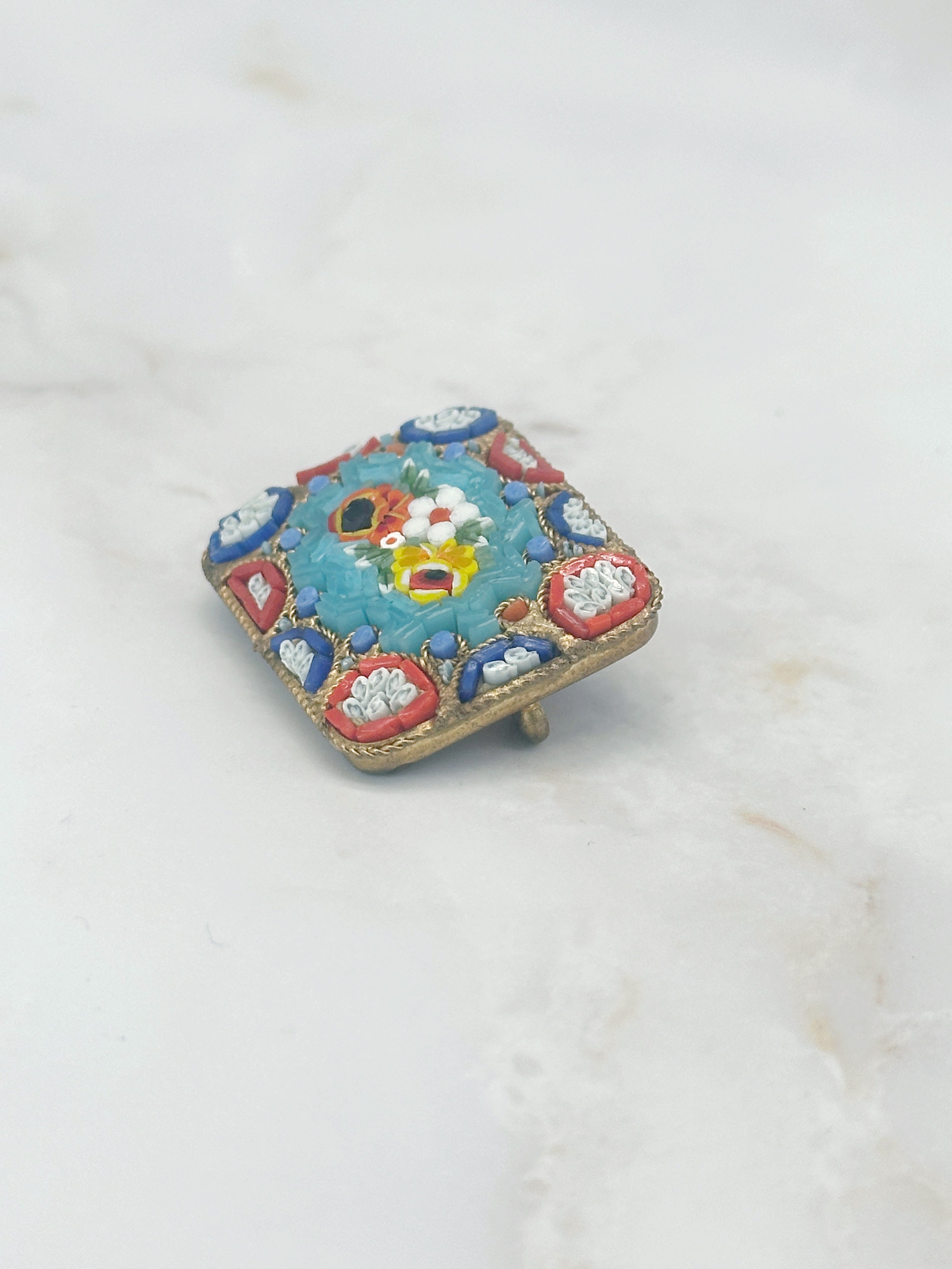 Vintage Millefiori Mikromosaik Brosche