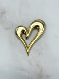 Vintage Herz-Brosche vergoldet im geschwungenen Design