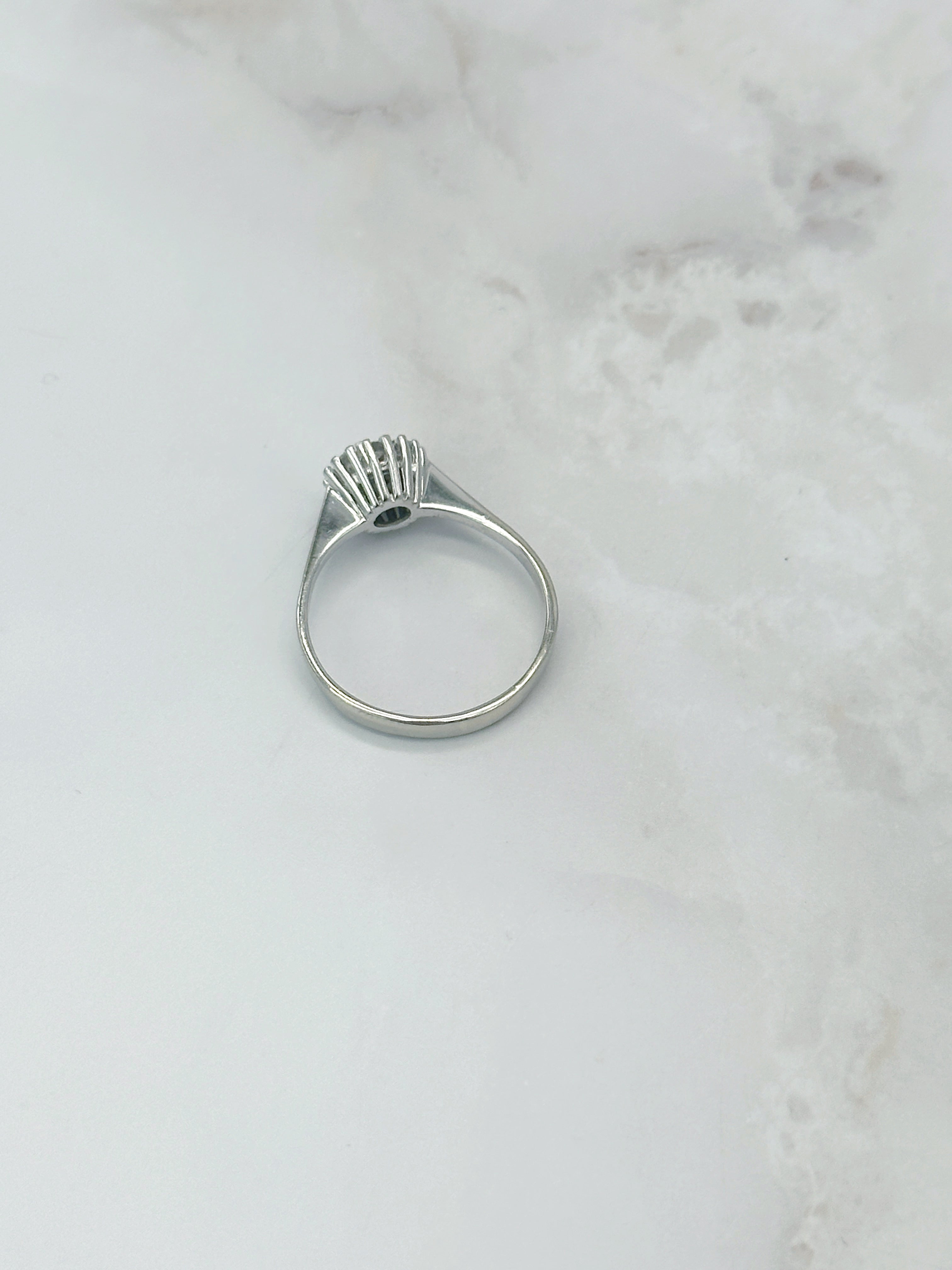 Vintage Verlobungsring in 750 Weißgold mit Brillanten