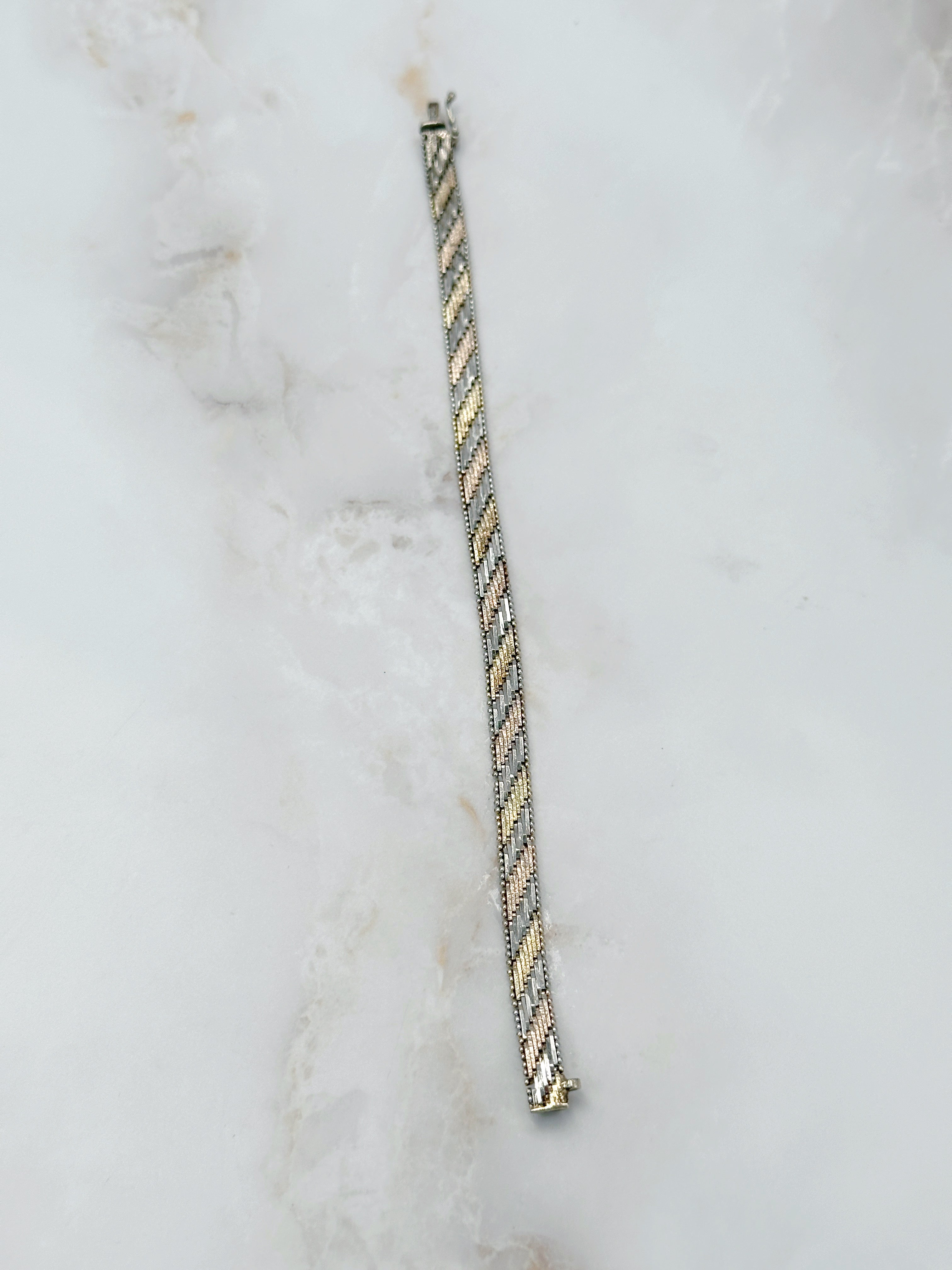 Vintage tricolor bracelet made of gold-plated 835 silver