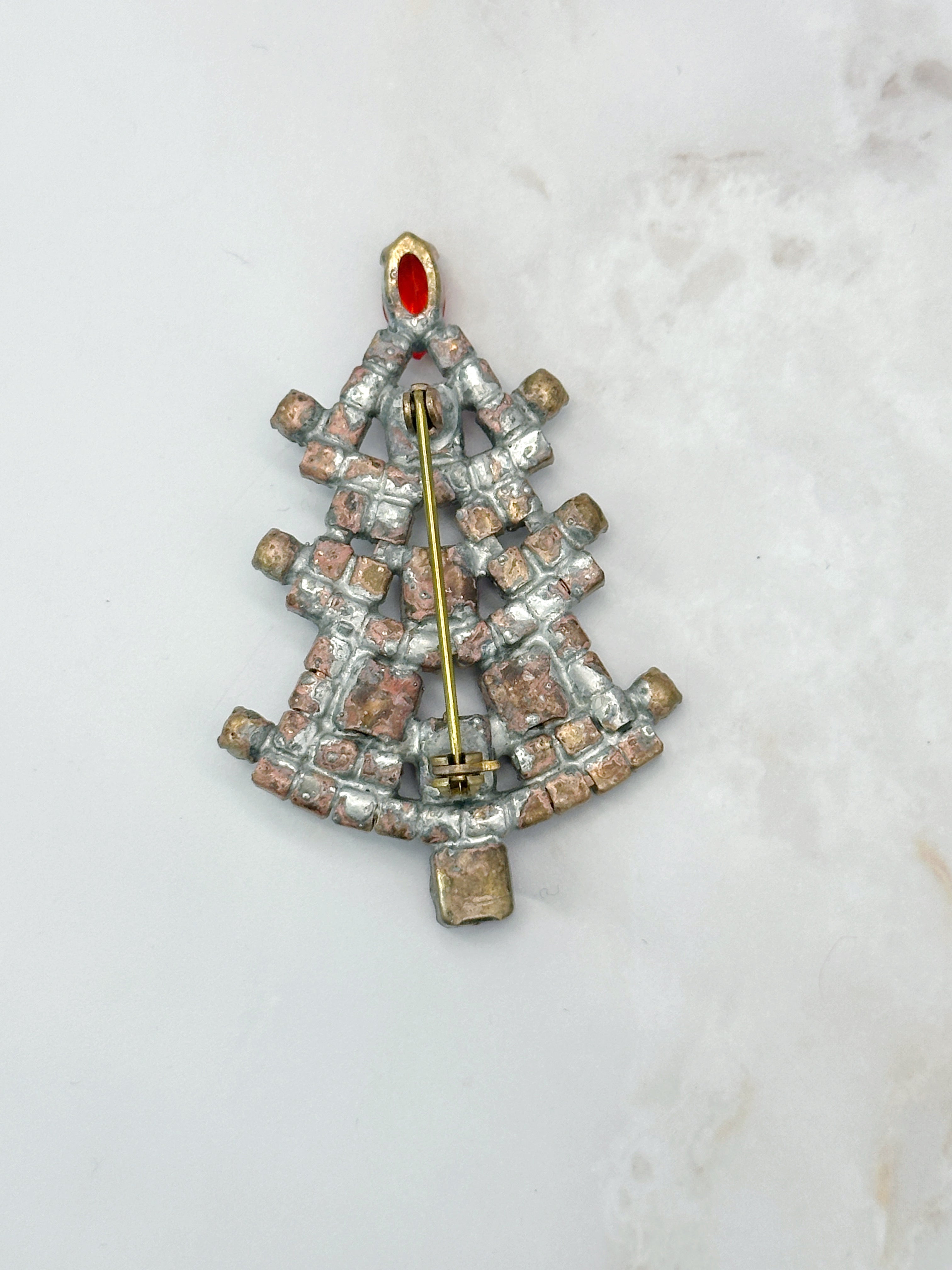 Funkelnde Gablonzer Brosche Christbaum