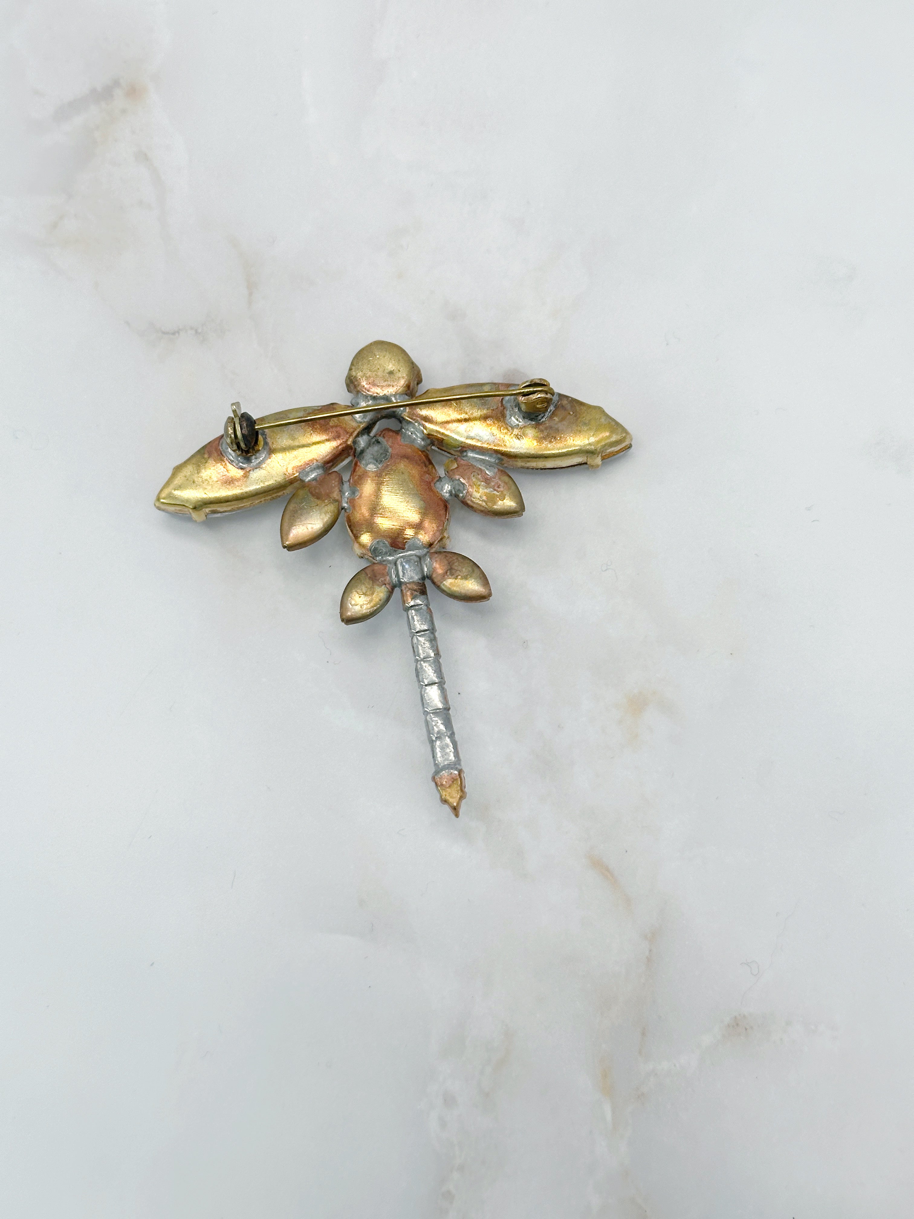 Funkelnde Gablonzer Brosche Libelle