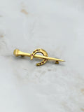 Vergoldete Vintage Brosche Hufeisen & Nagel