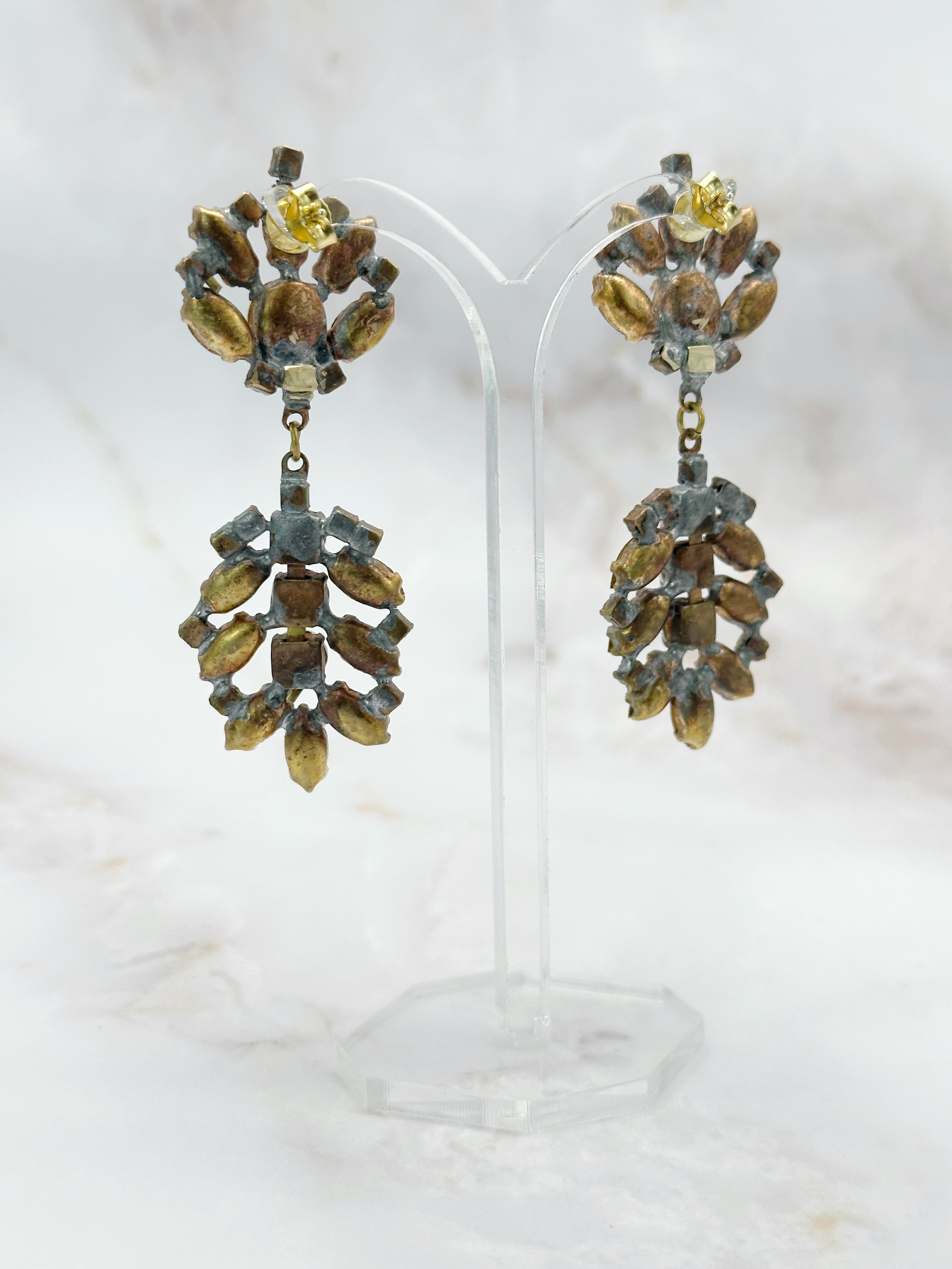 Prächtige Vintage Chandelier Ohrstecker mit böhmischen Kristallen