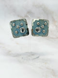 Vintage Statement-Ohrclips mit Jeansstoff und Strass-Stern