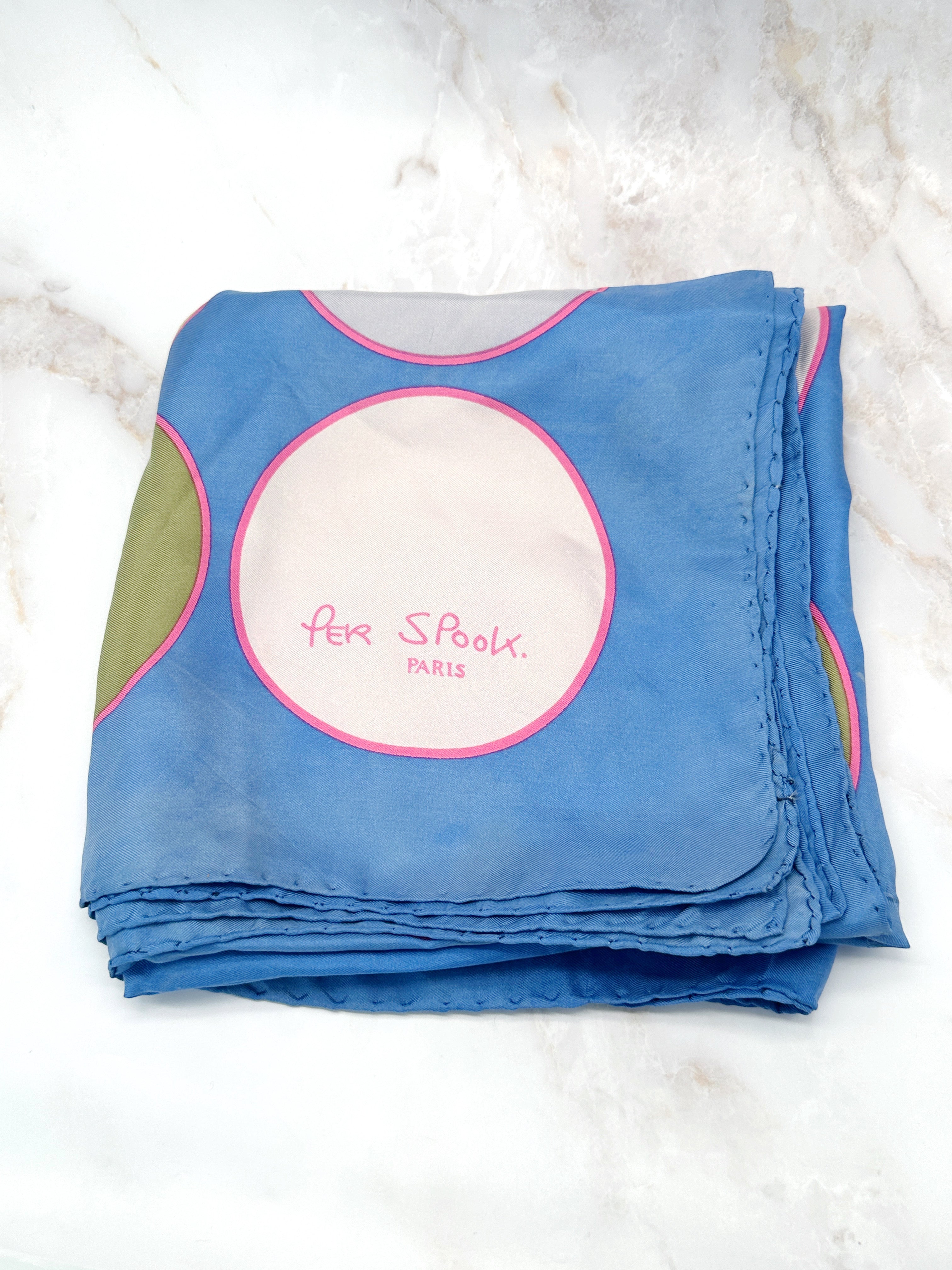 Vintage silk scarf Per Spook Paris Colorful Circles