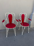 Vintage Gartensessel mit roter Polsterung – 2er-Set