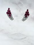 Vintage Earclimber-Ohrclips mit rotem und klarem Strass