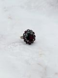 Vintage Granat Clusterring aus vergoldetem Silber