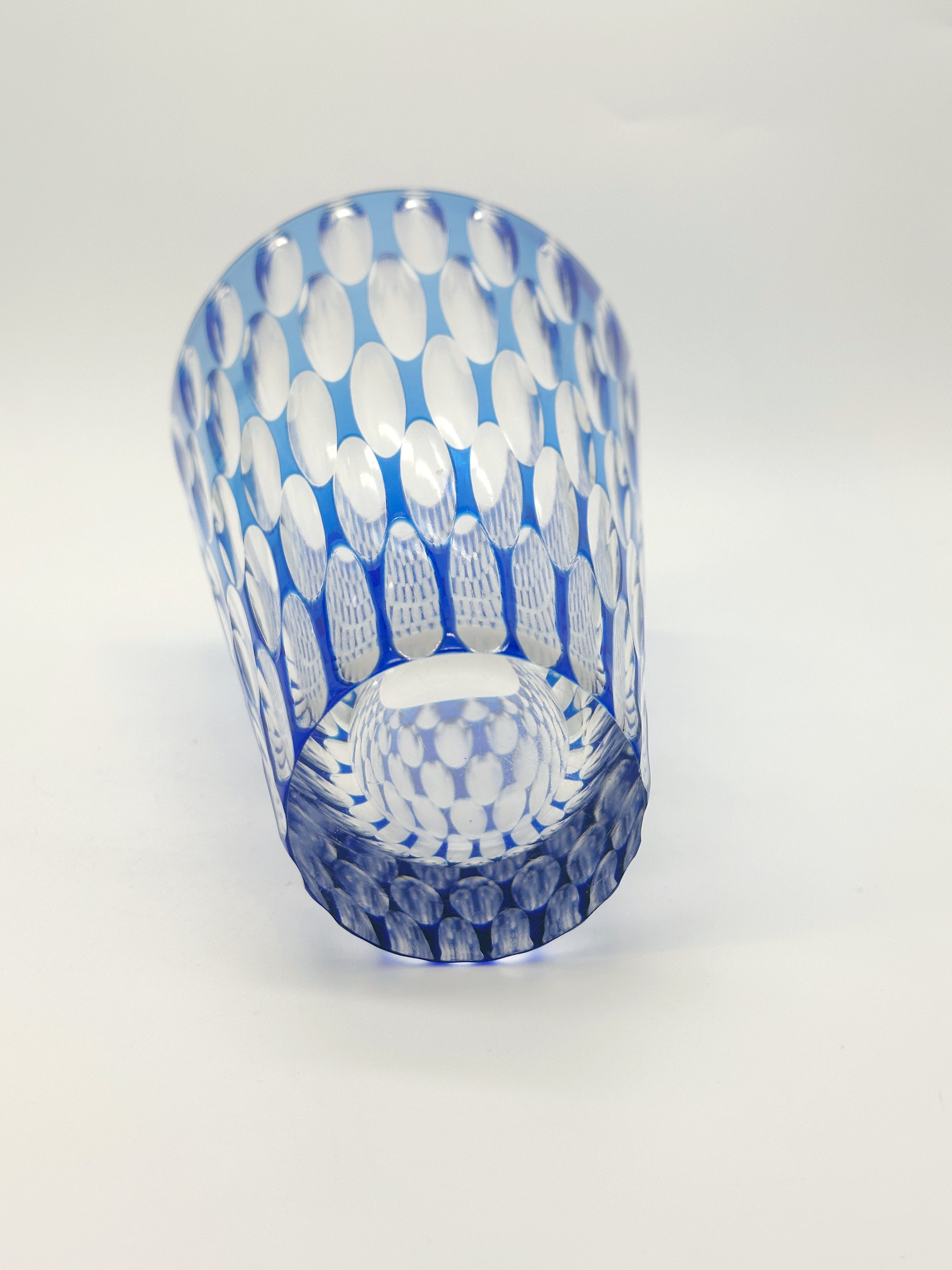 Vintage Vase aus böhmischem Überfangglas in Blau