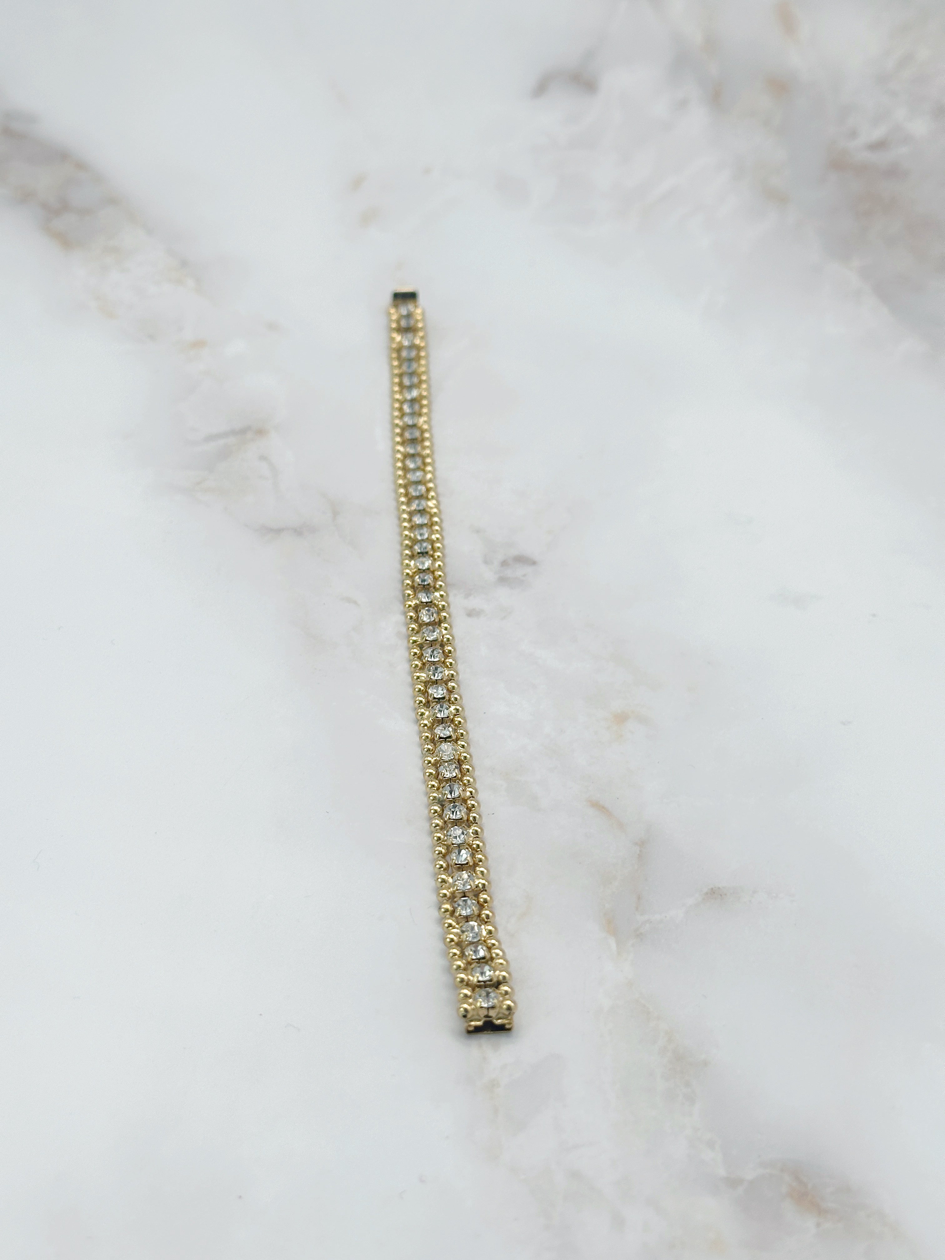 Vintage Armband mit Strass und feinen goldenen Kügelchen