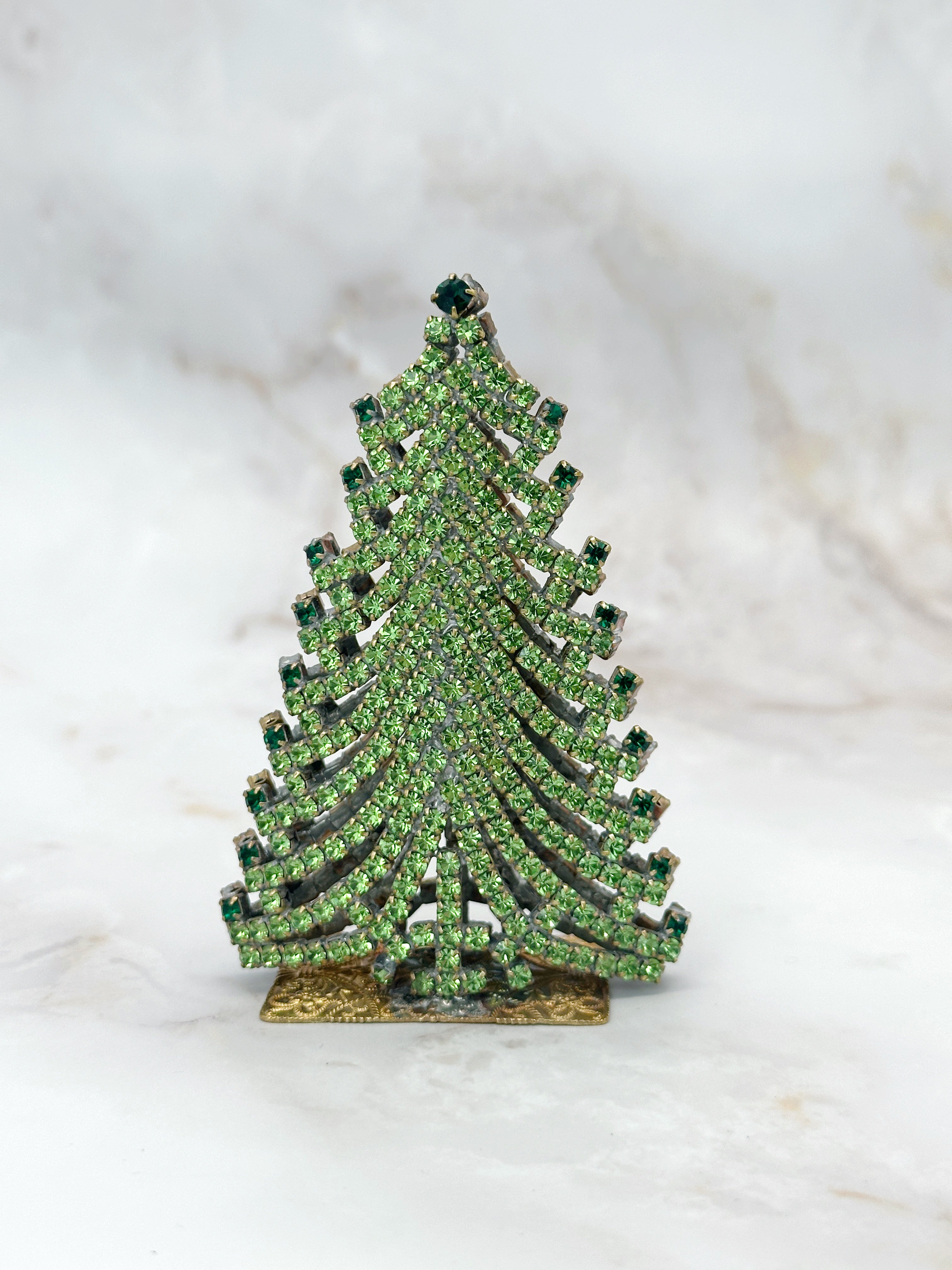Funkelnder Gablonzer Tisch-Christbaum aus Strass & Kristall