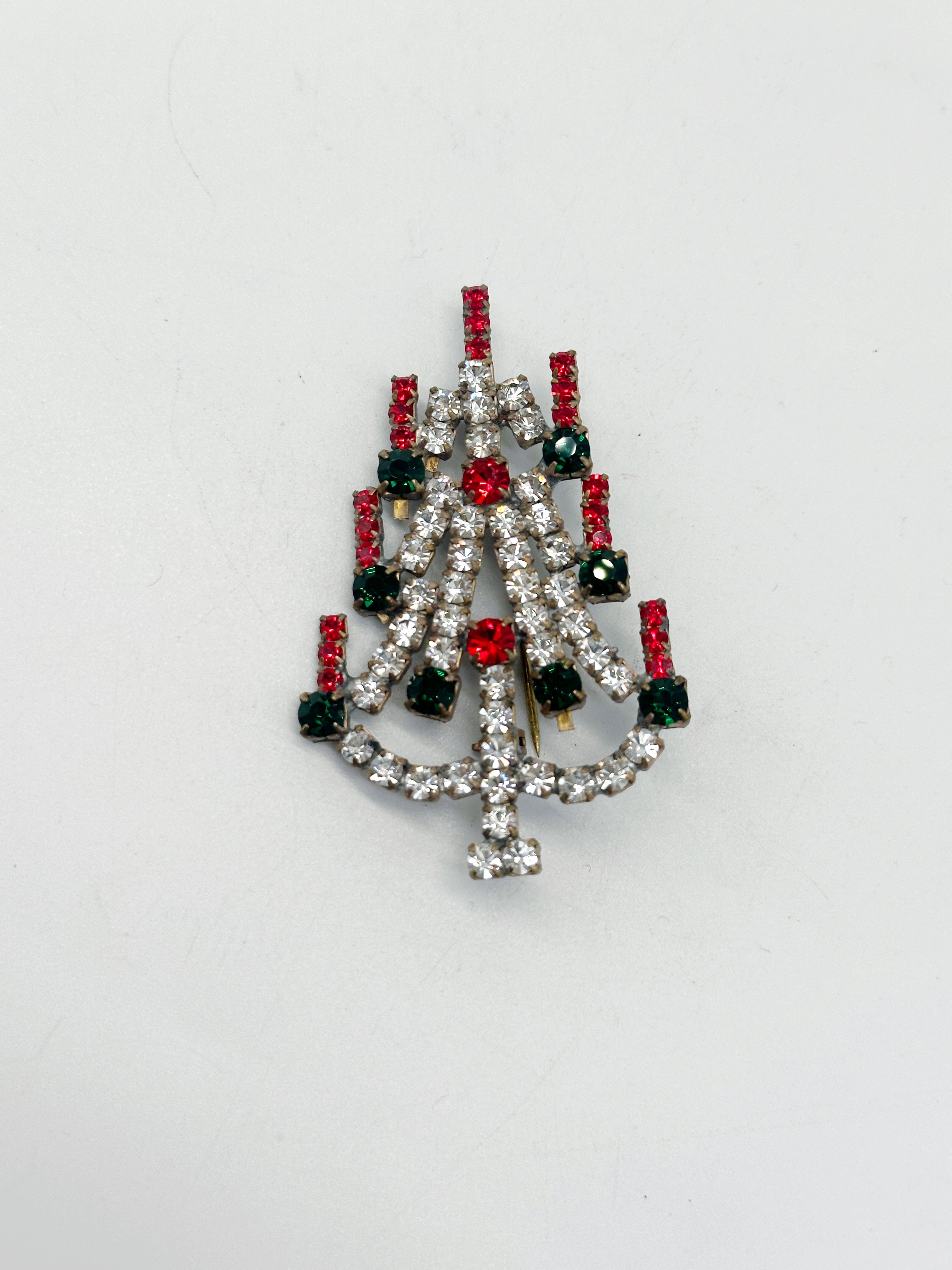 Funkelnde Gablonzer Brosche Christbaum