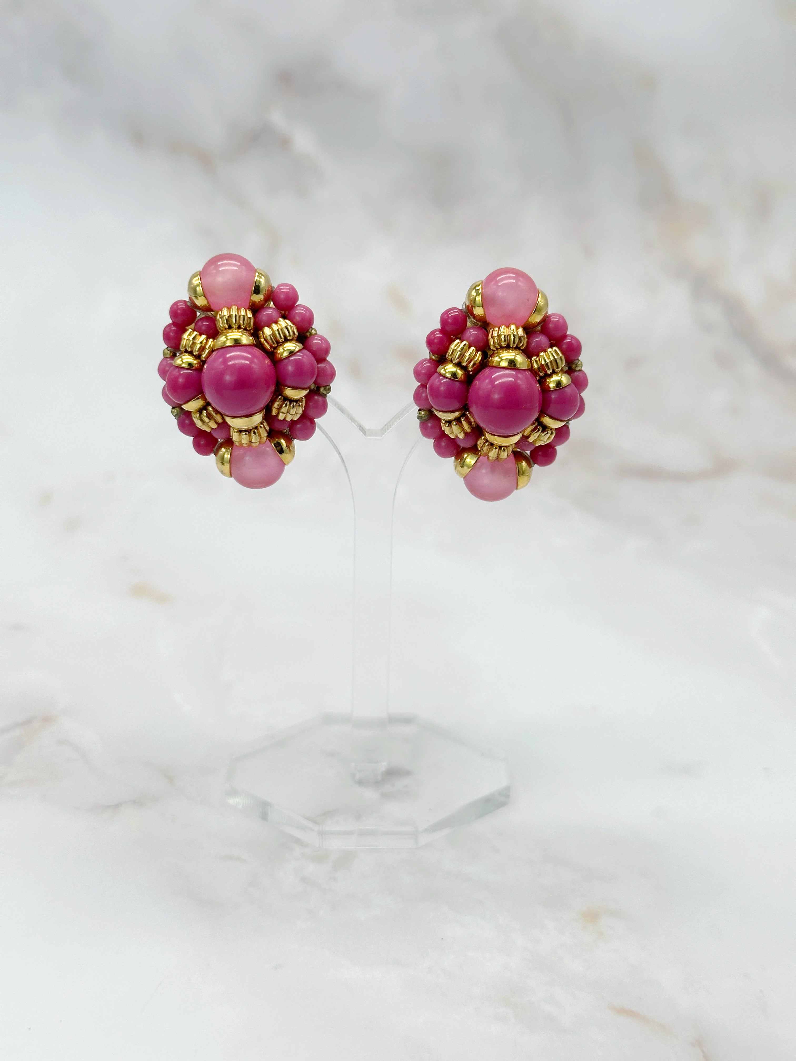 Ohrclips in Pink und Rosa mit Navettenform