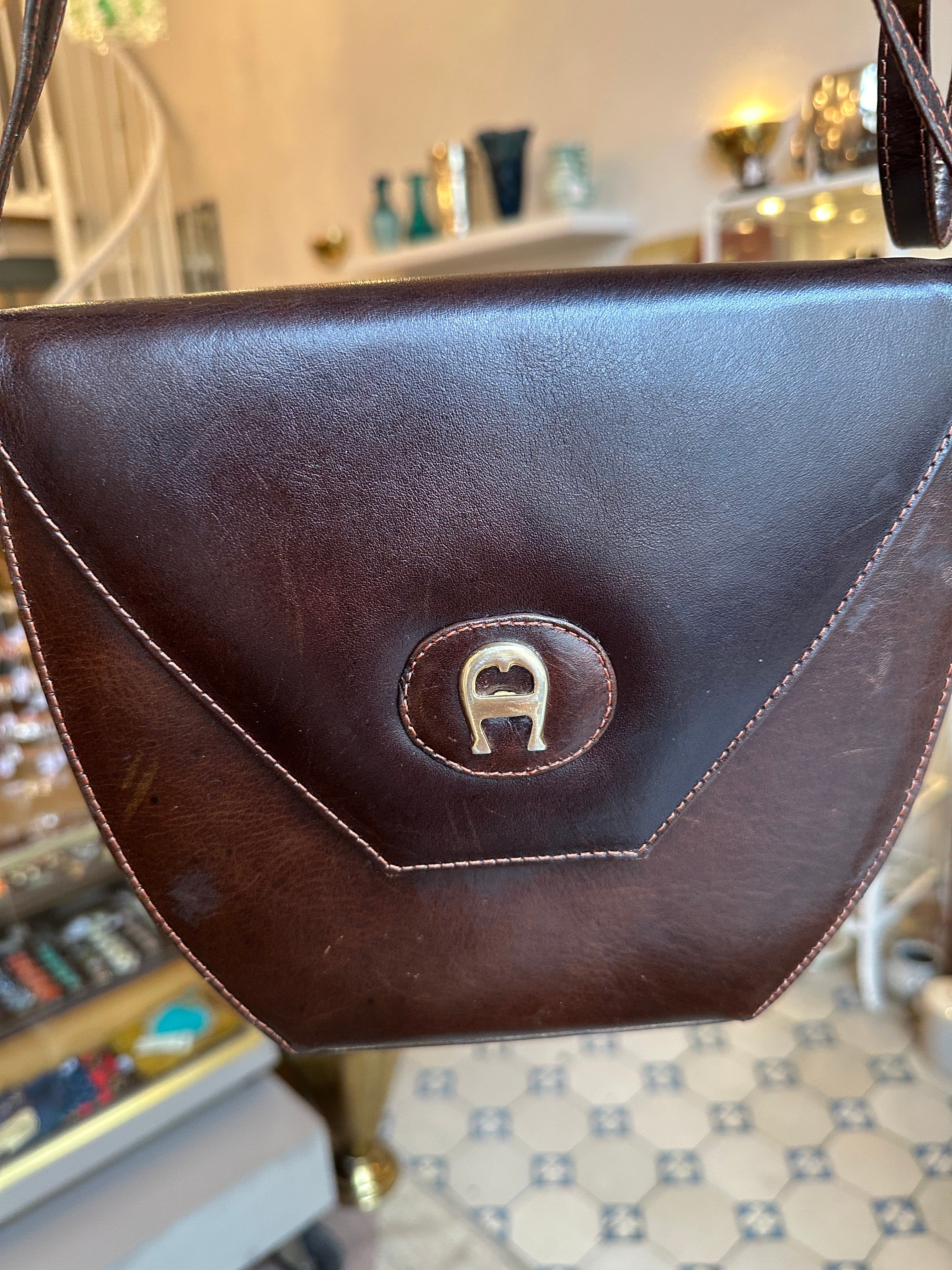 Vintage Aigner handbag in dark brown