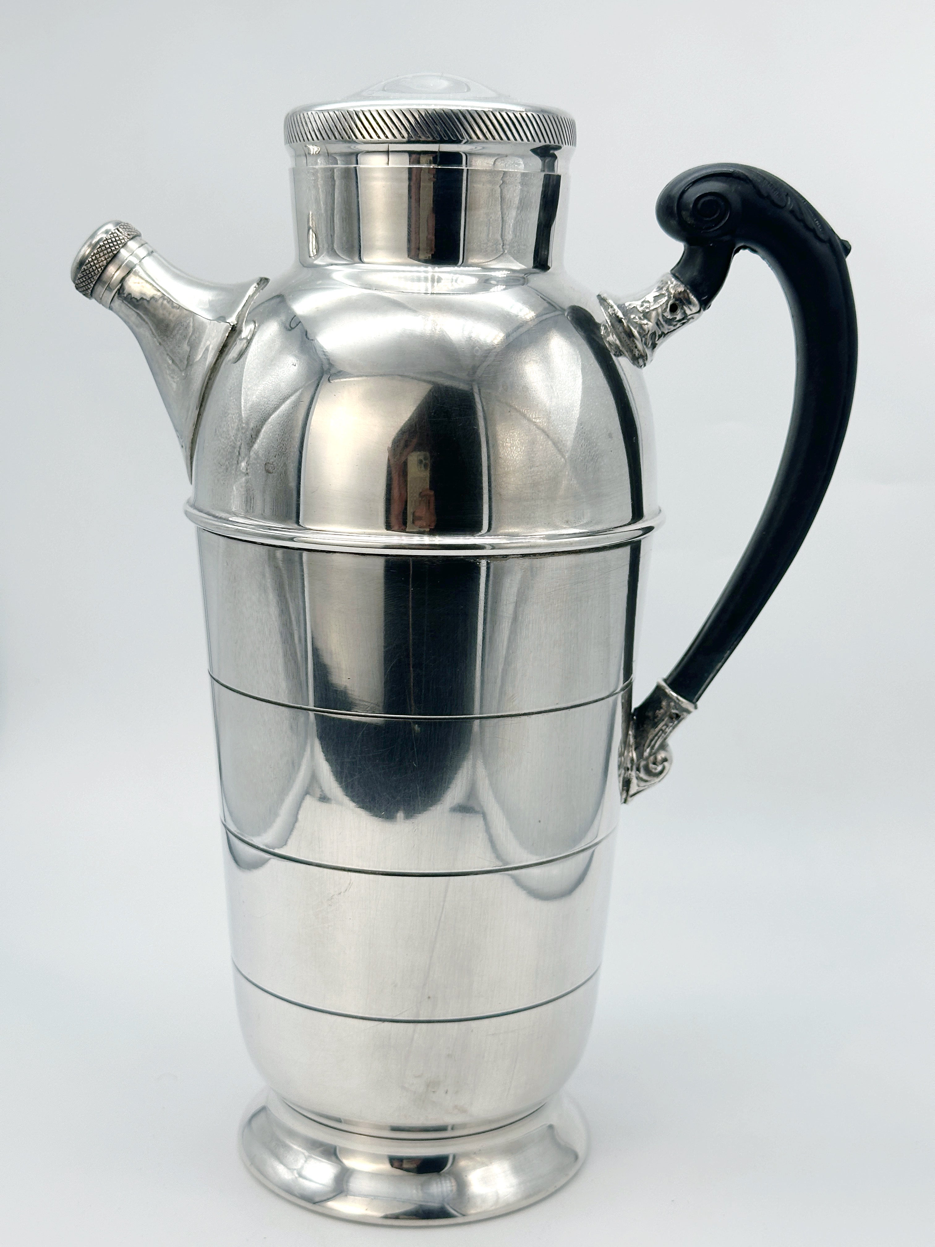 Seltener Art Déco Cocktail Shaker, USA um 1930, versilbert