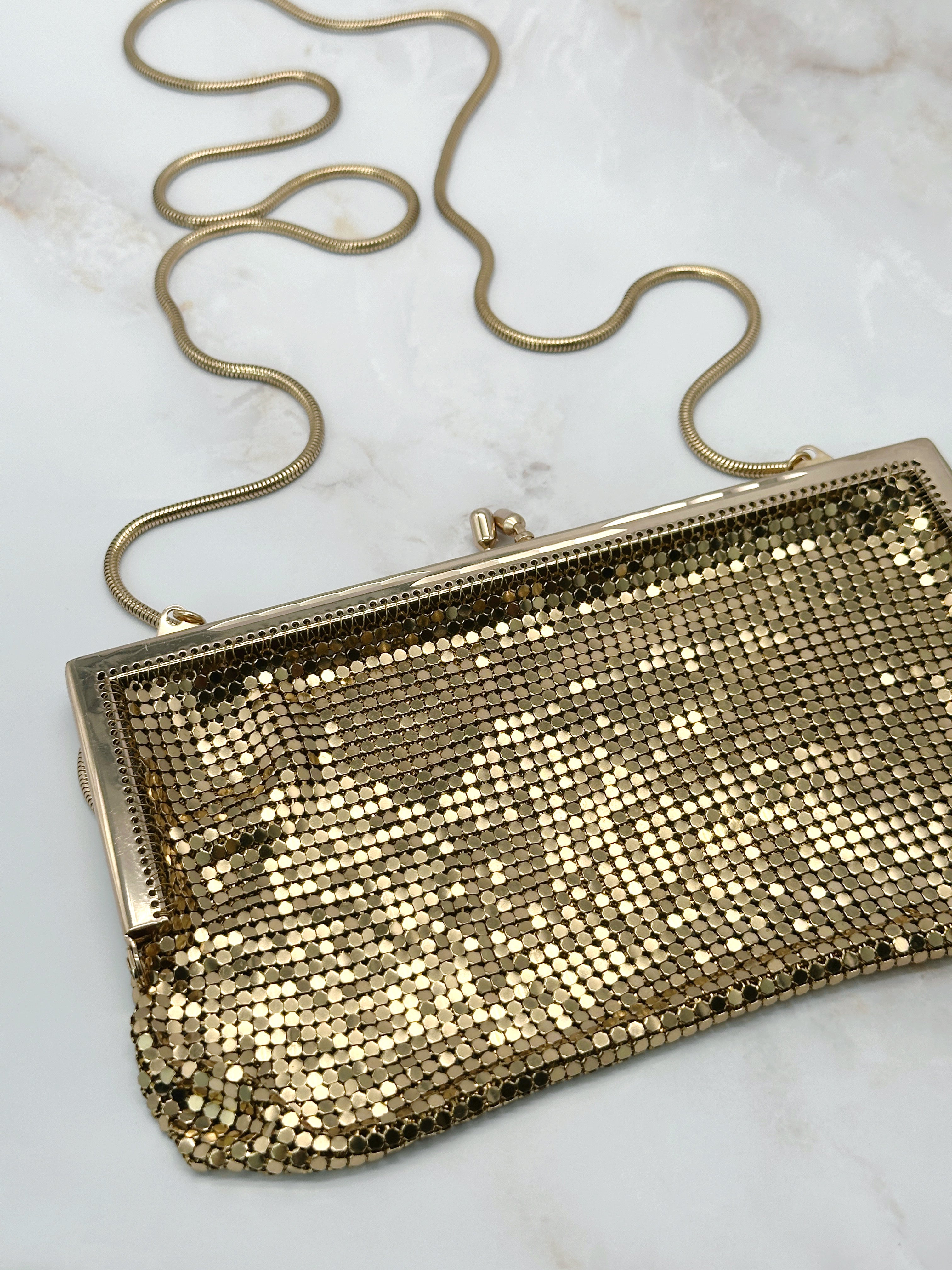 Vintage Handtasche aus vergoldetem Kettenhemd