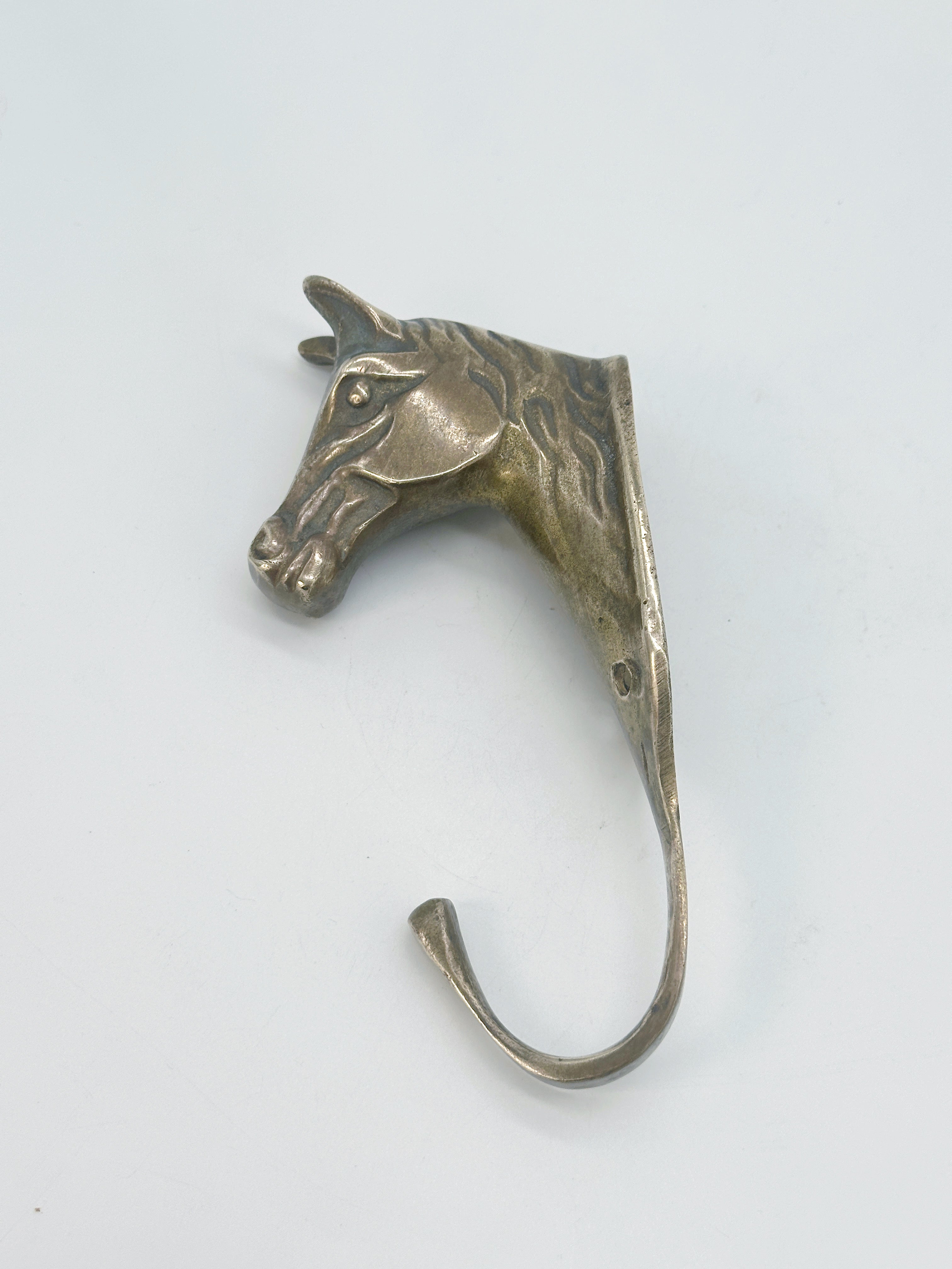 Vintage Kleiderhaken "Pferdekopf" aus massivem Messing