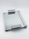 Vintage Tablett aus Spiegelglas und Chrom um 1930