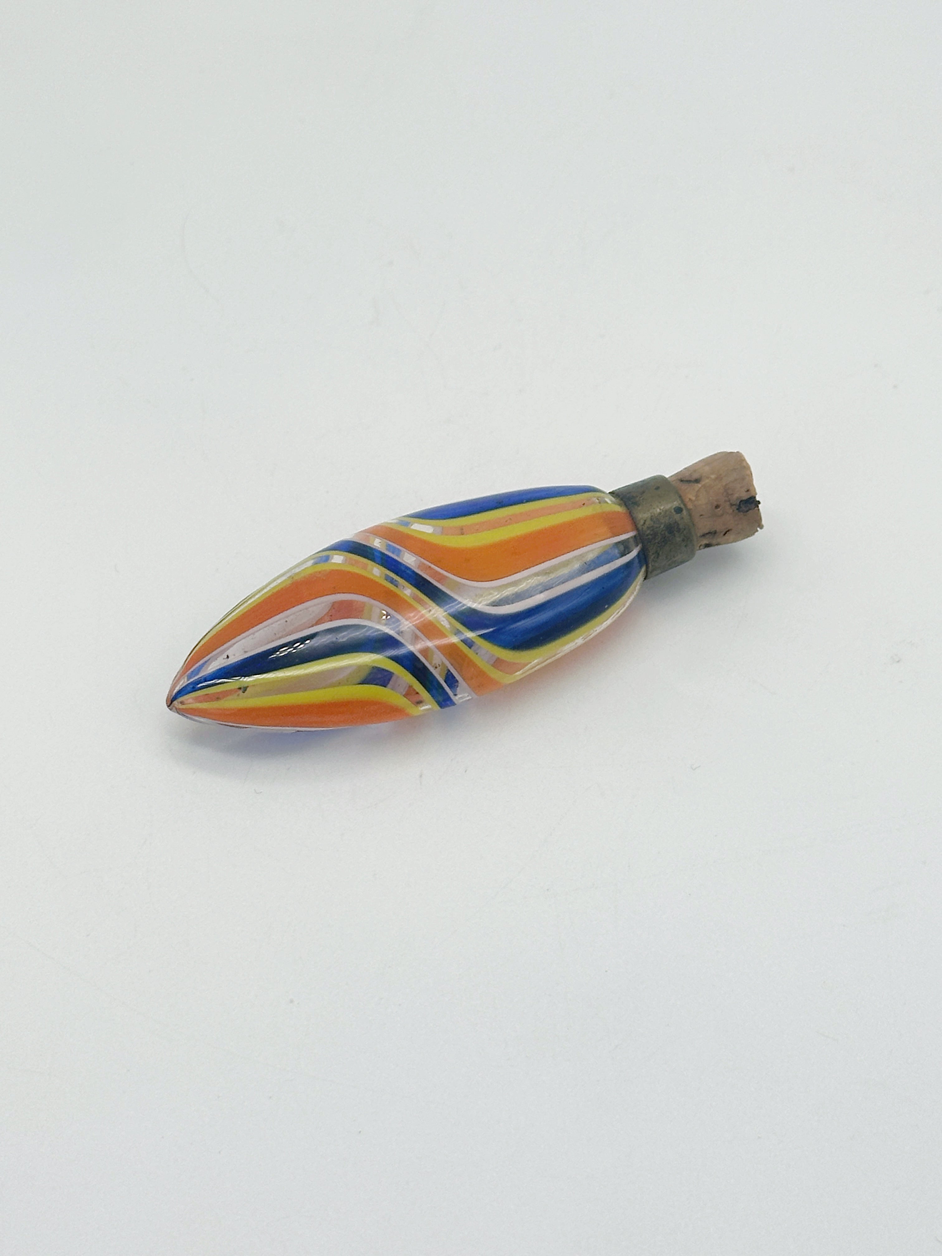 Antiker Murano Parfumflacon in Blau, Orange und Gelb