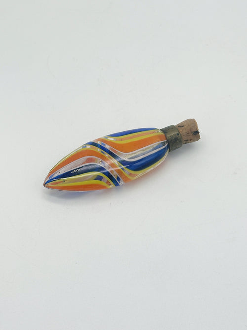 Antiker Murano Parfumflacon in Blau, Orange und Gelb