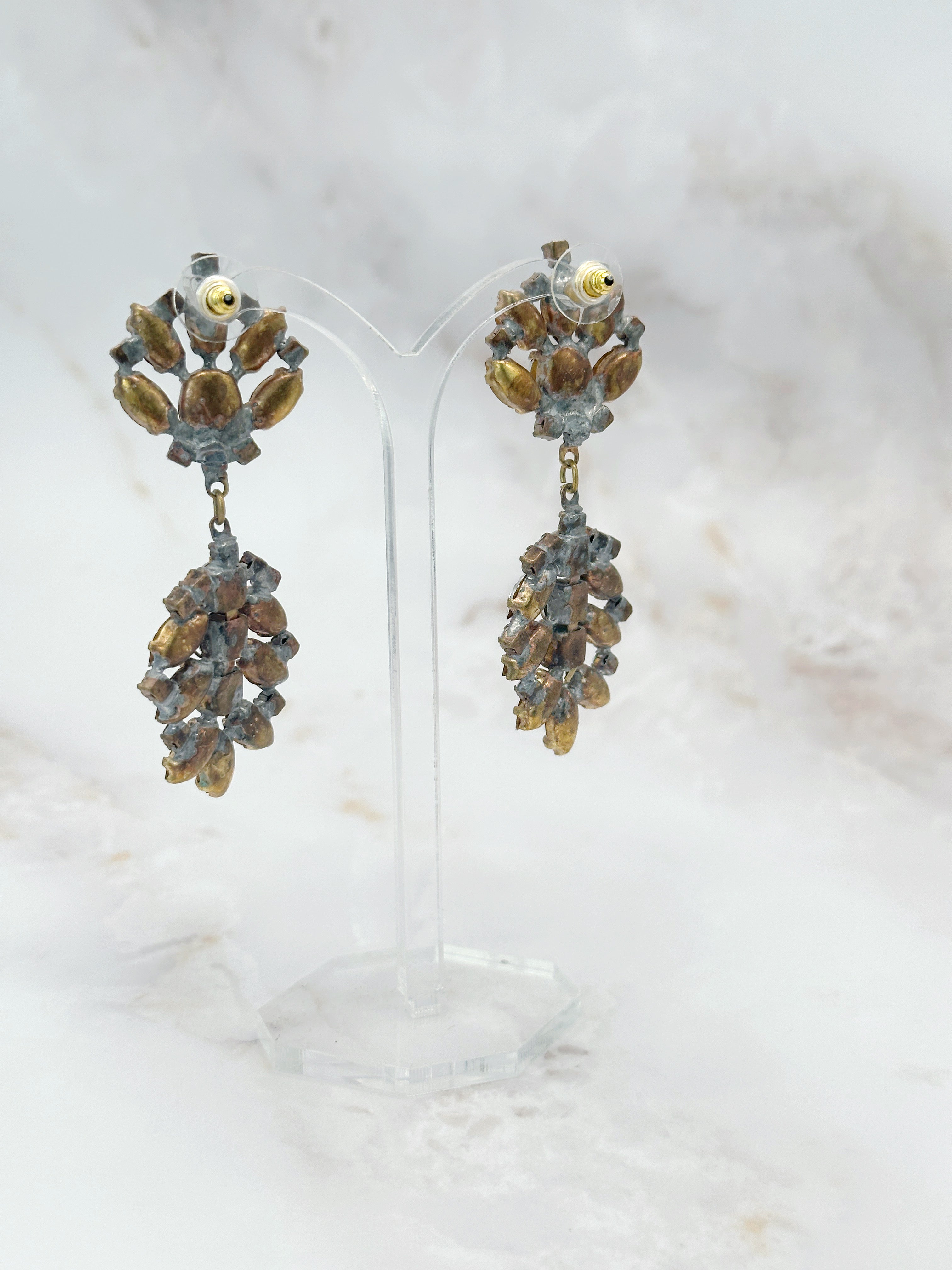 Prächtige Vintage Chandelier Ohrstecker mit böhmischen Kristallen