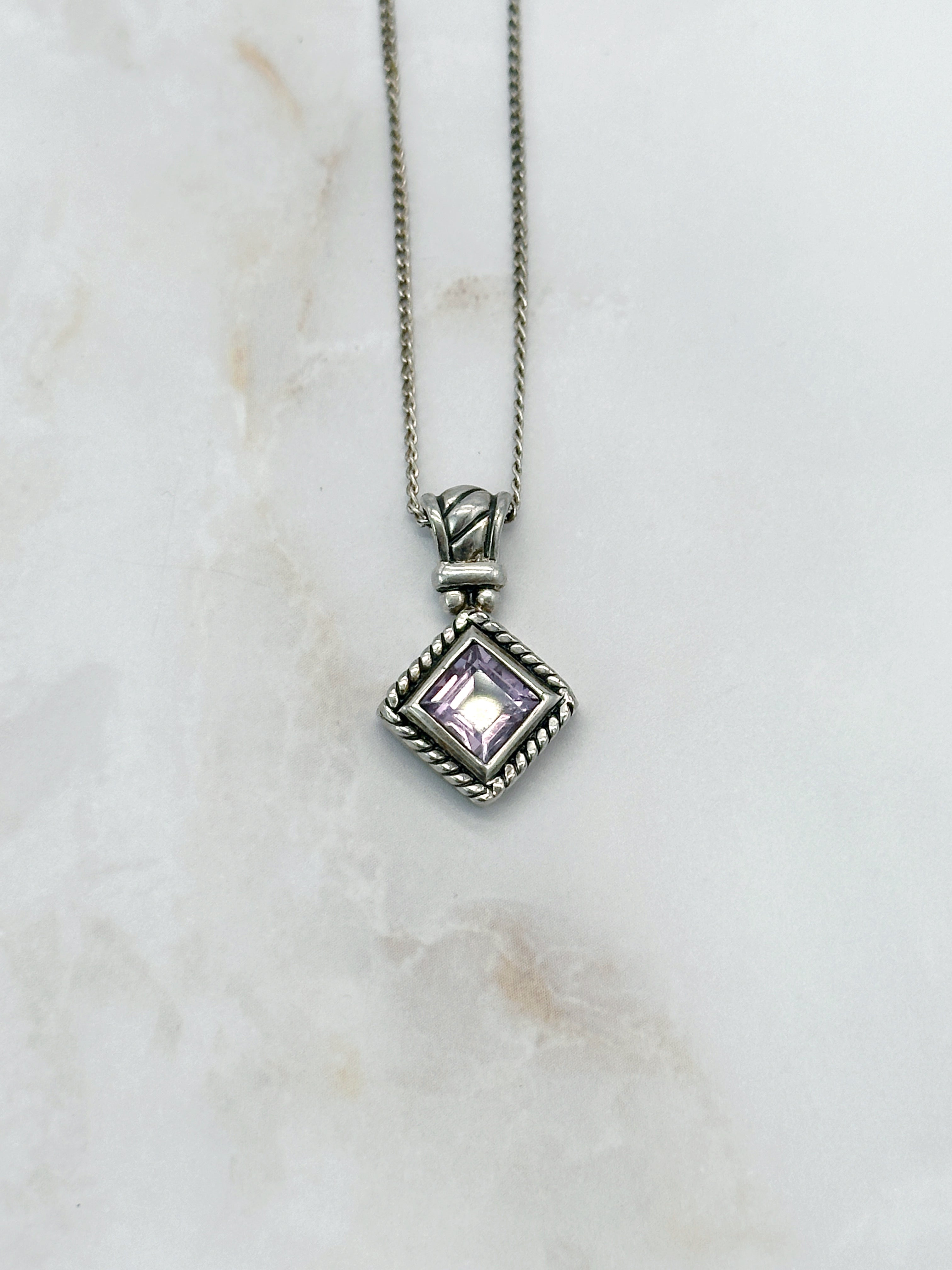 Vintage Halskette aus 925 Sterling Silber mit Amethyst-Anhänger