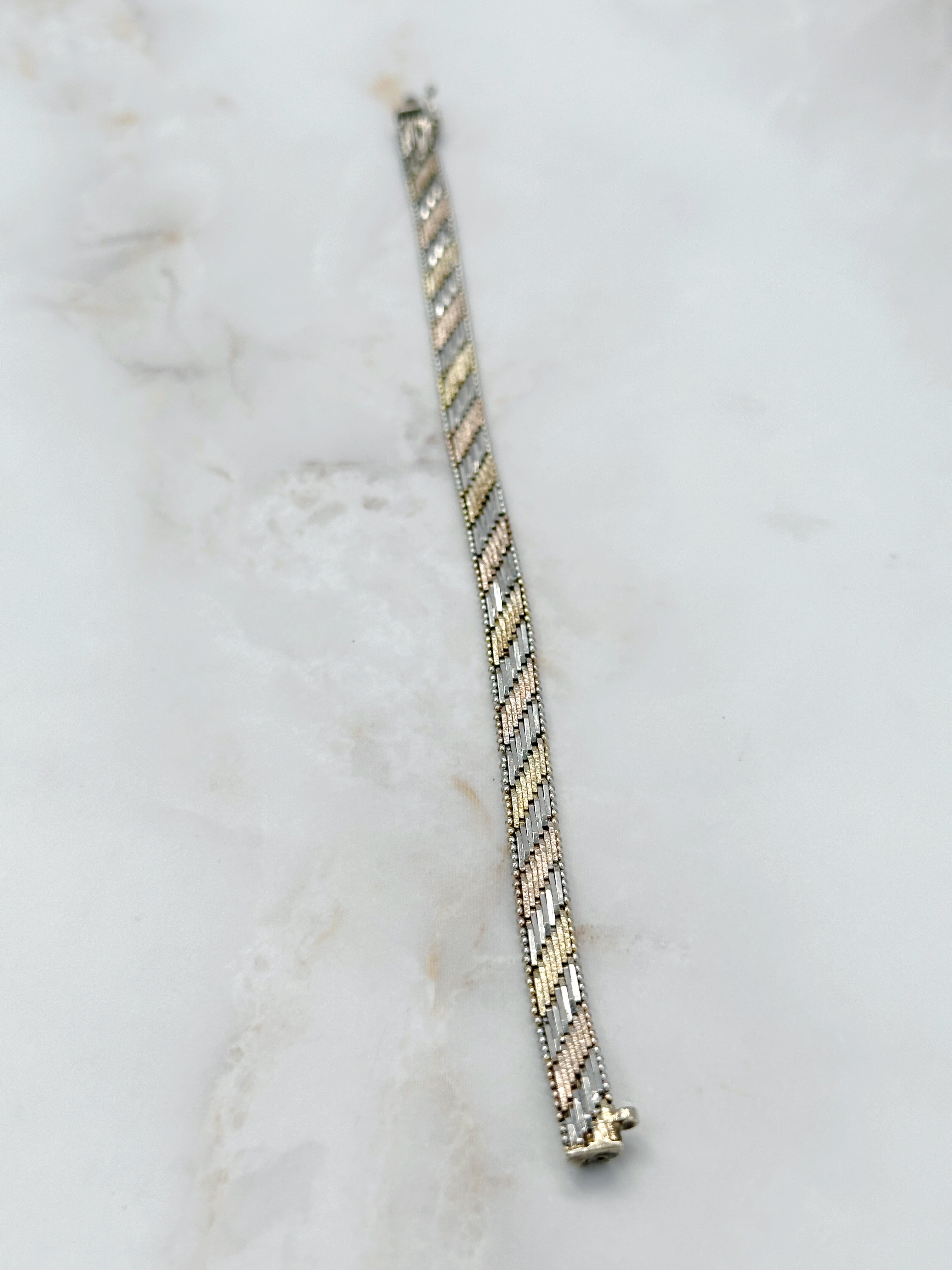 Vintage tricolor bracelet made of gold-plated 835 silver