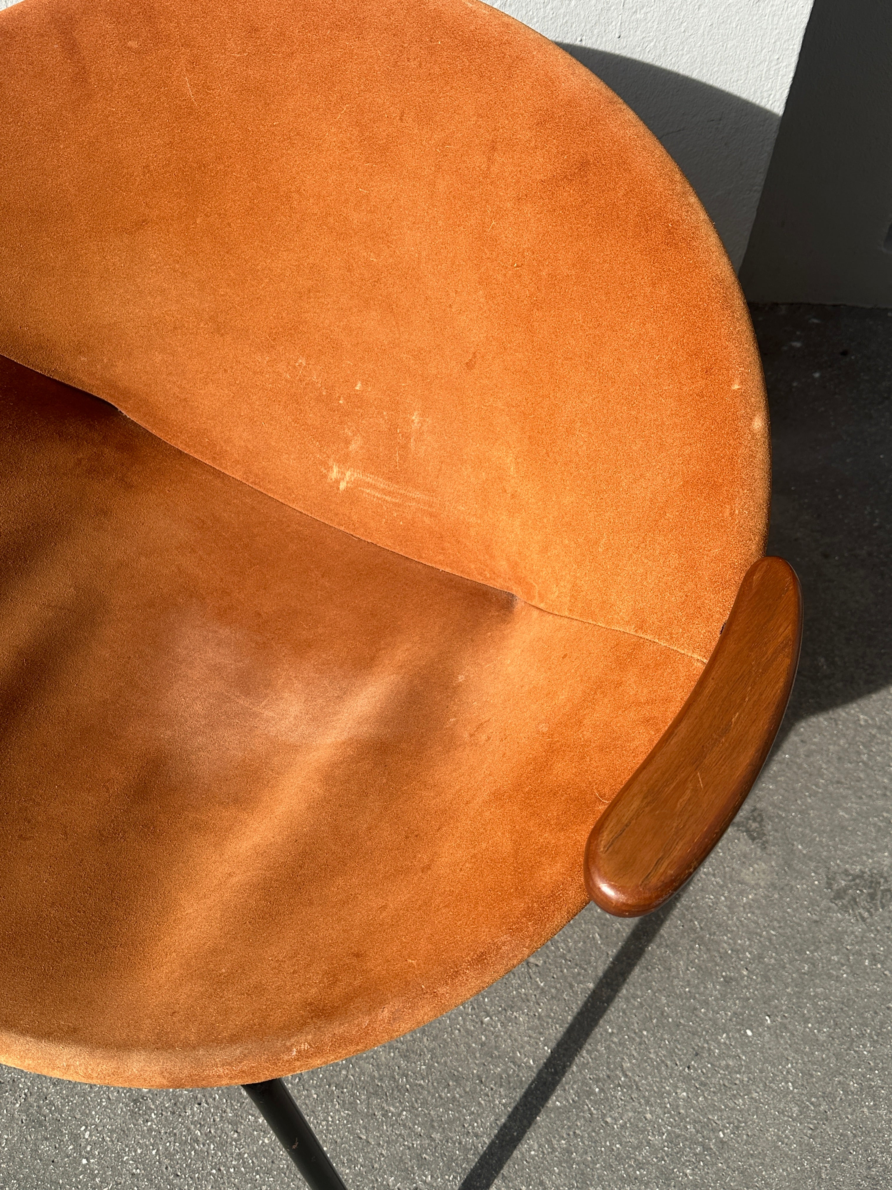 Designklassiker: "Balloon" Loungesessel von Hans Olsen, Teak & Wildleder