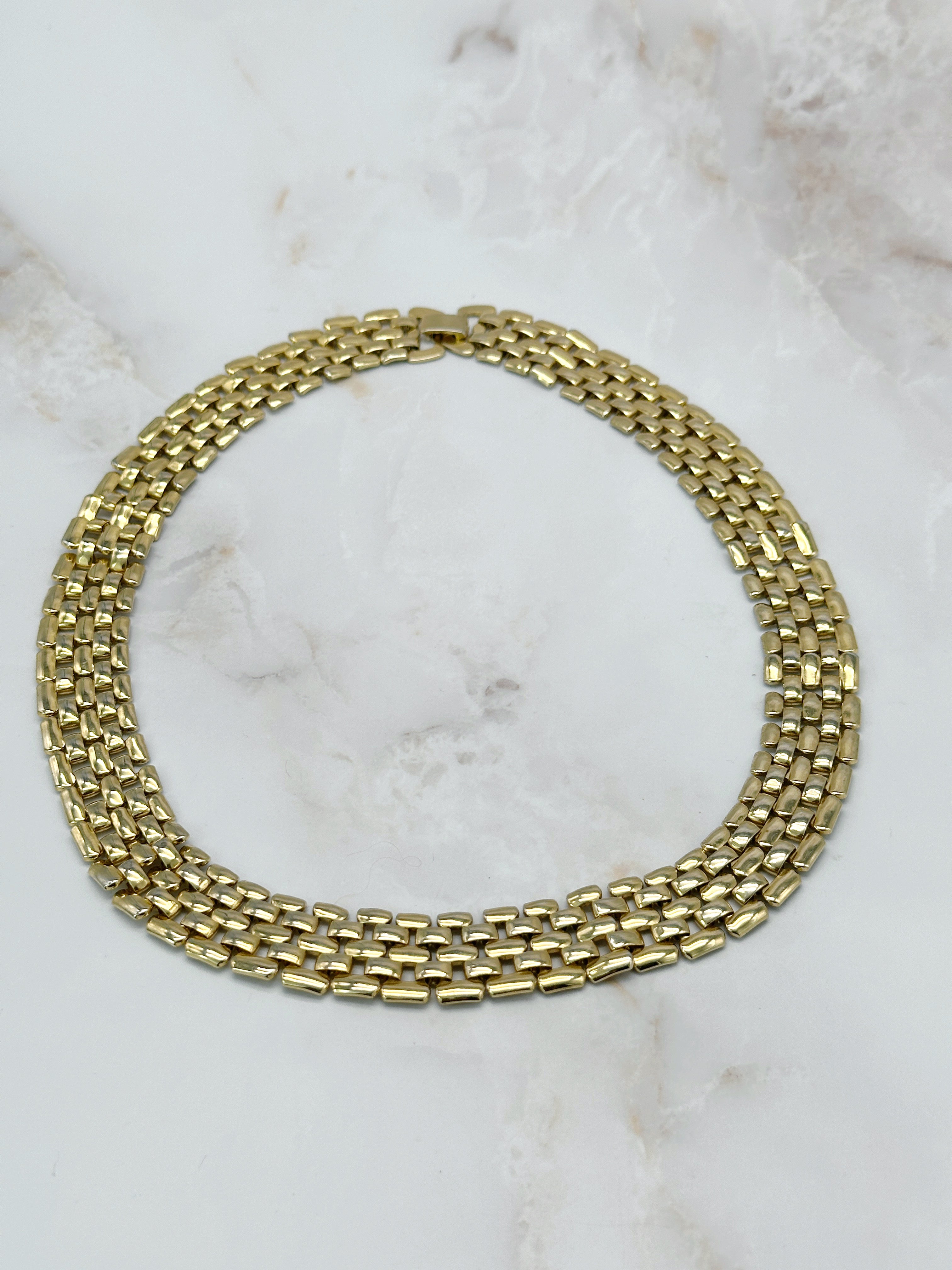 Breite Vintage Halskette mit feiner Gliederstruktur