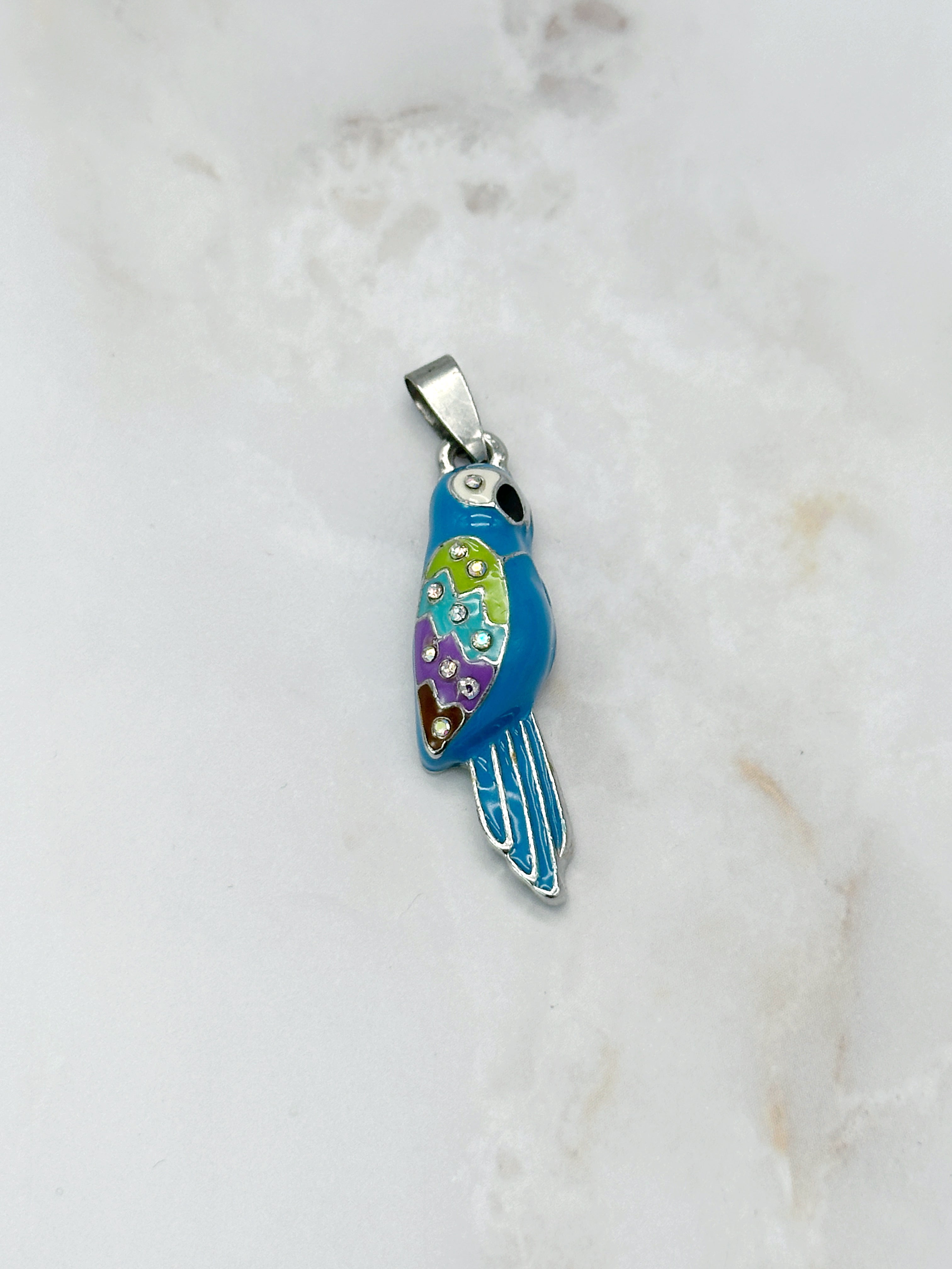 Vintage Anhänger Papagei mit Strass