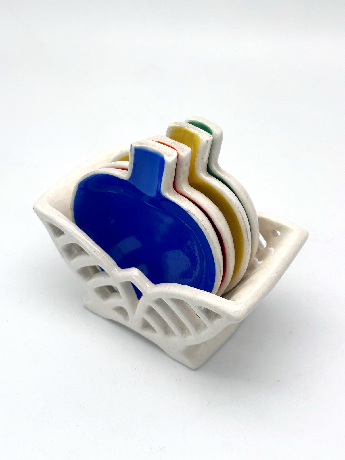 Vintage Aschenbecher-Set aus Keramik in Blattform