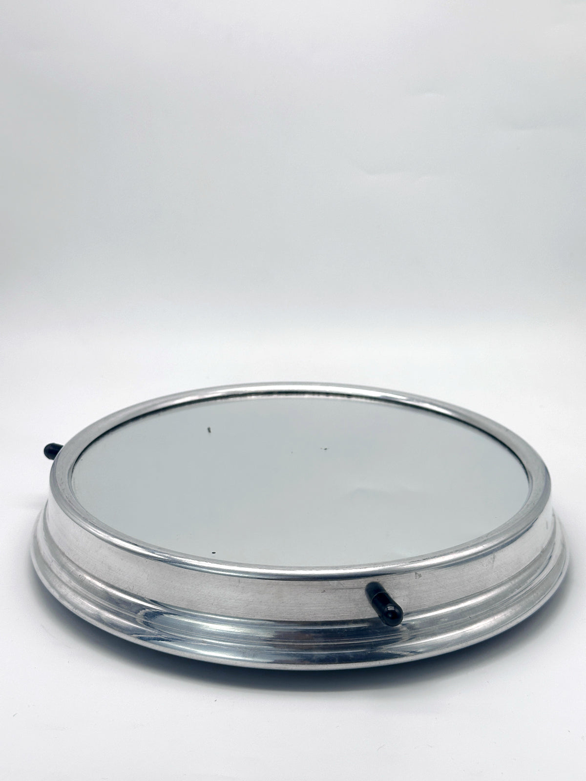 Vintage Drehtablett mit Spiegelglas und Metall