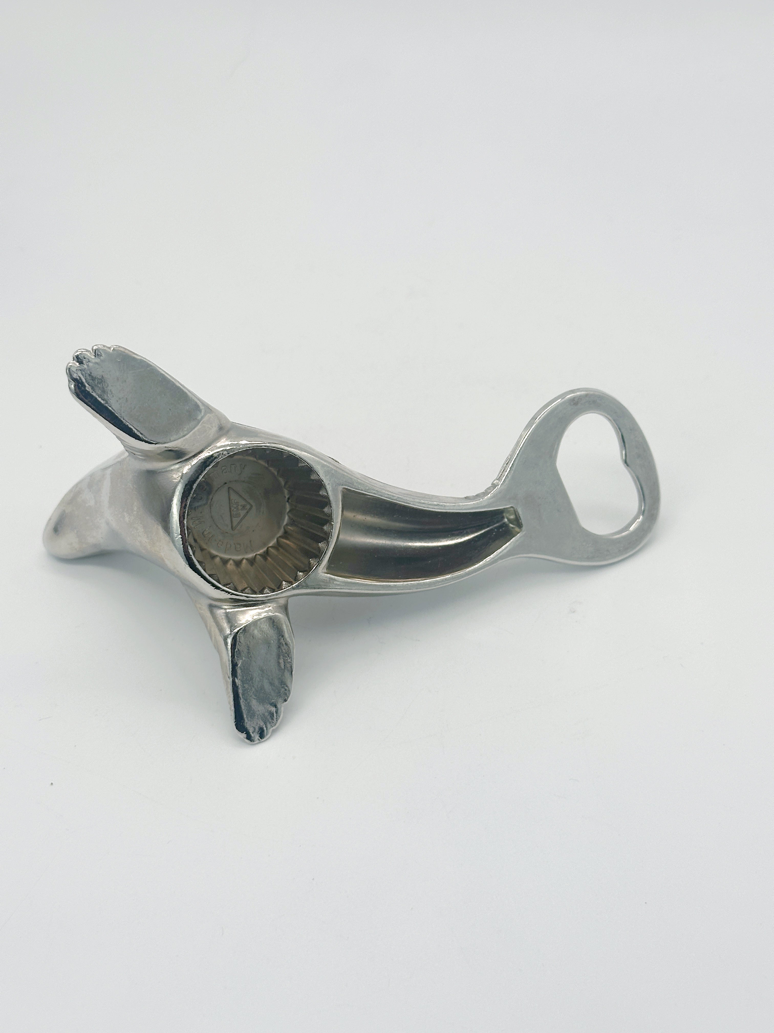 Versilberter Vintage Flaschenöffner Seerobbe von BMF
