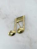 Signierte JJ Jonette Vintage Brosche Musiknote vergoldet mit Strass