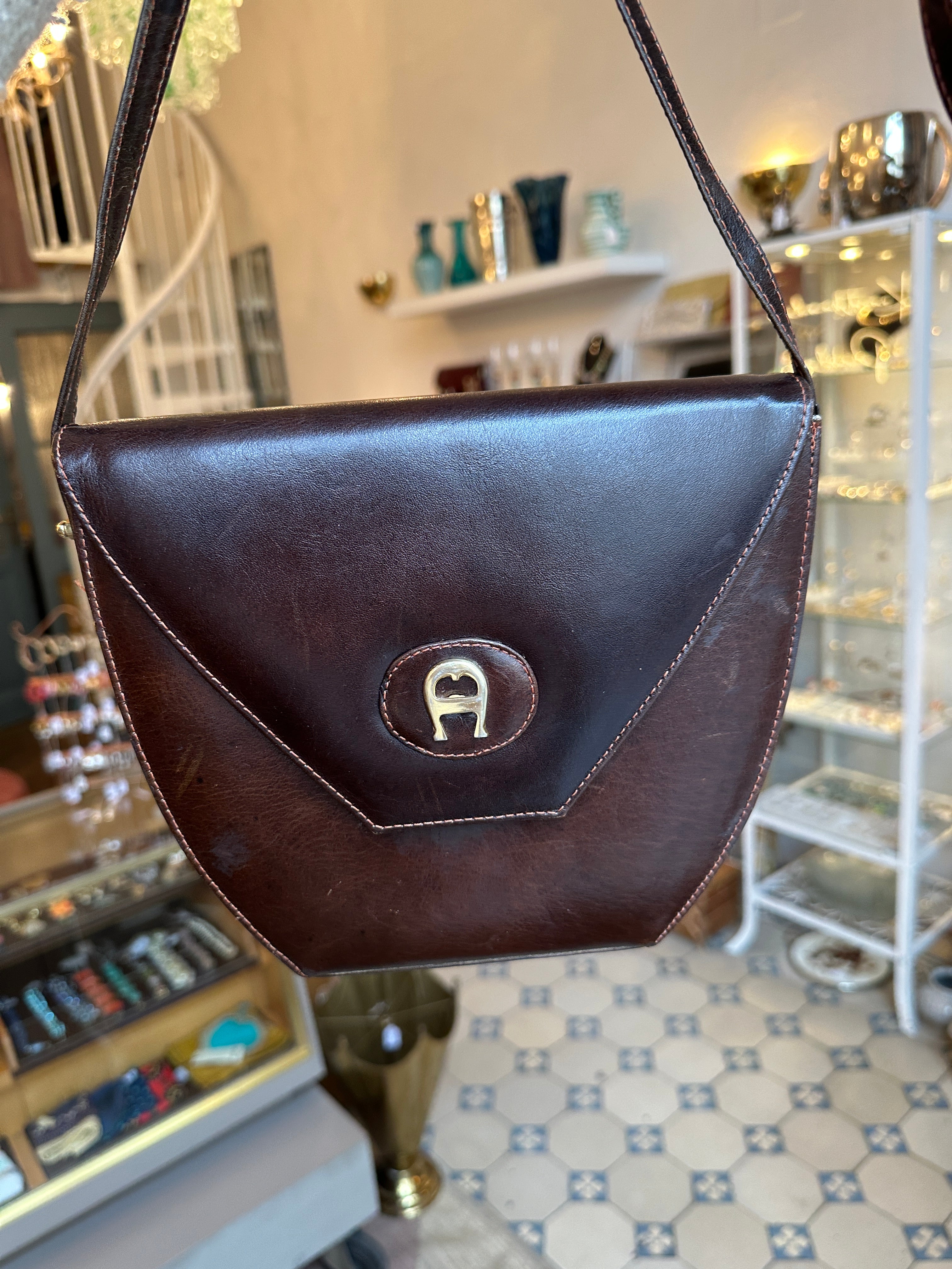 Vintage Aigner handbag in dark brown