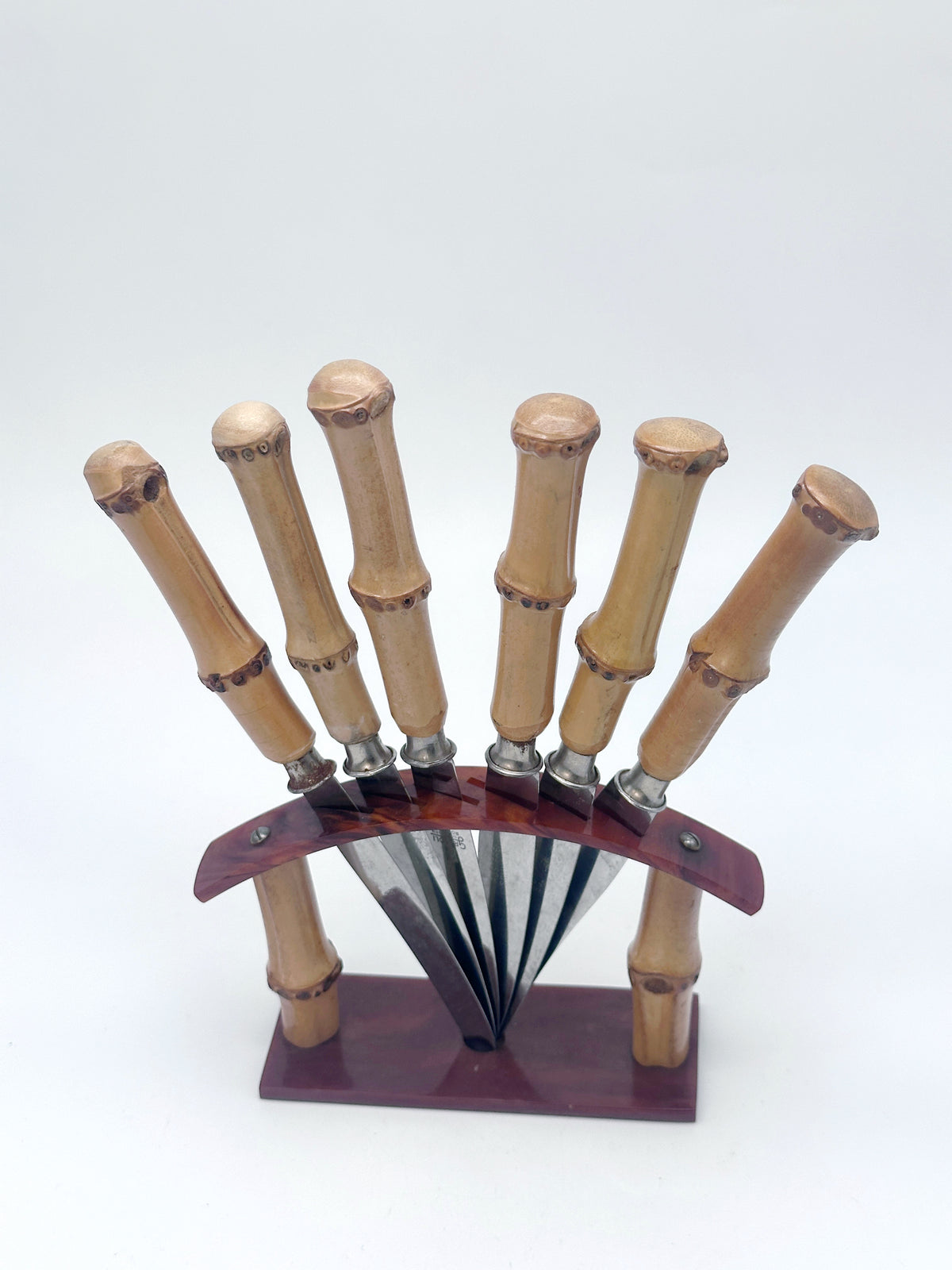 Vintage Obstmesser-Set aus Bambus und Bakelit