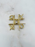 Vergoldete Vintage Brosche im Tic-Tac-Toe Design