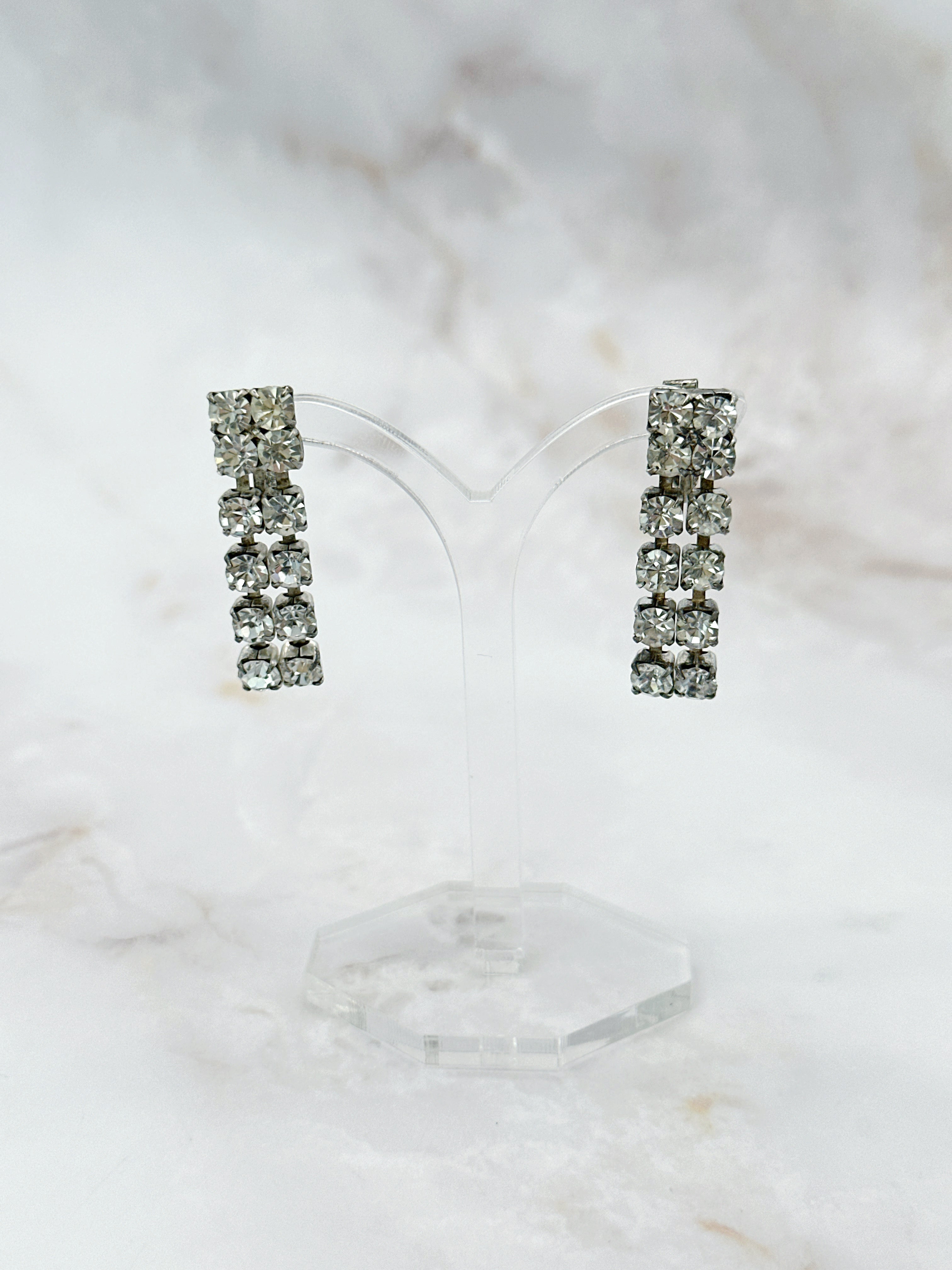 Strass Ohrclips mit Tassel-Detail