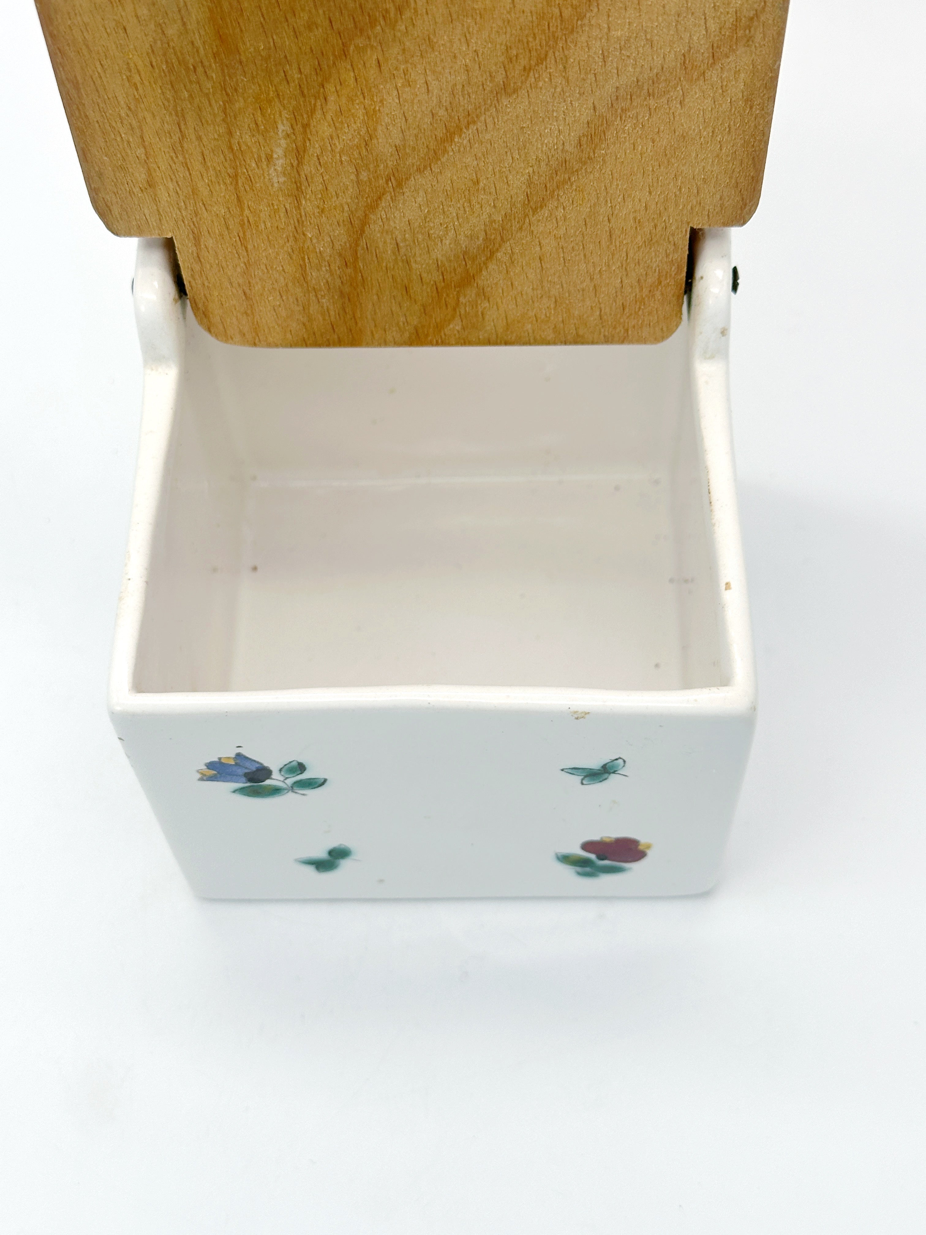 Vintage Gmundner Keramik Salzfass mit Streublumen-Dekor