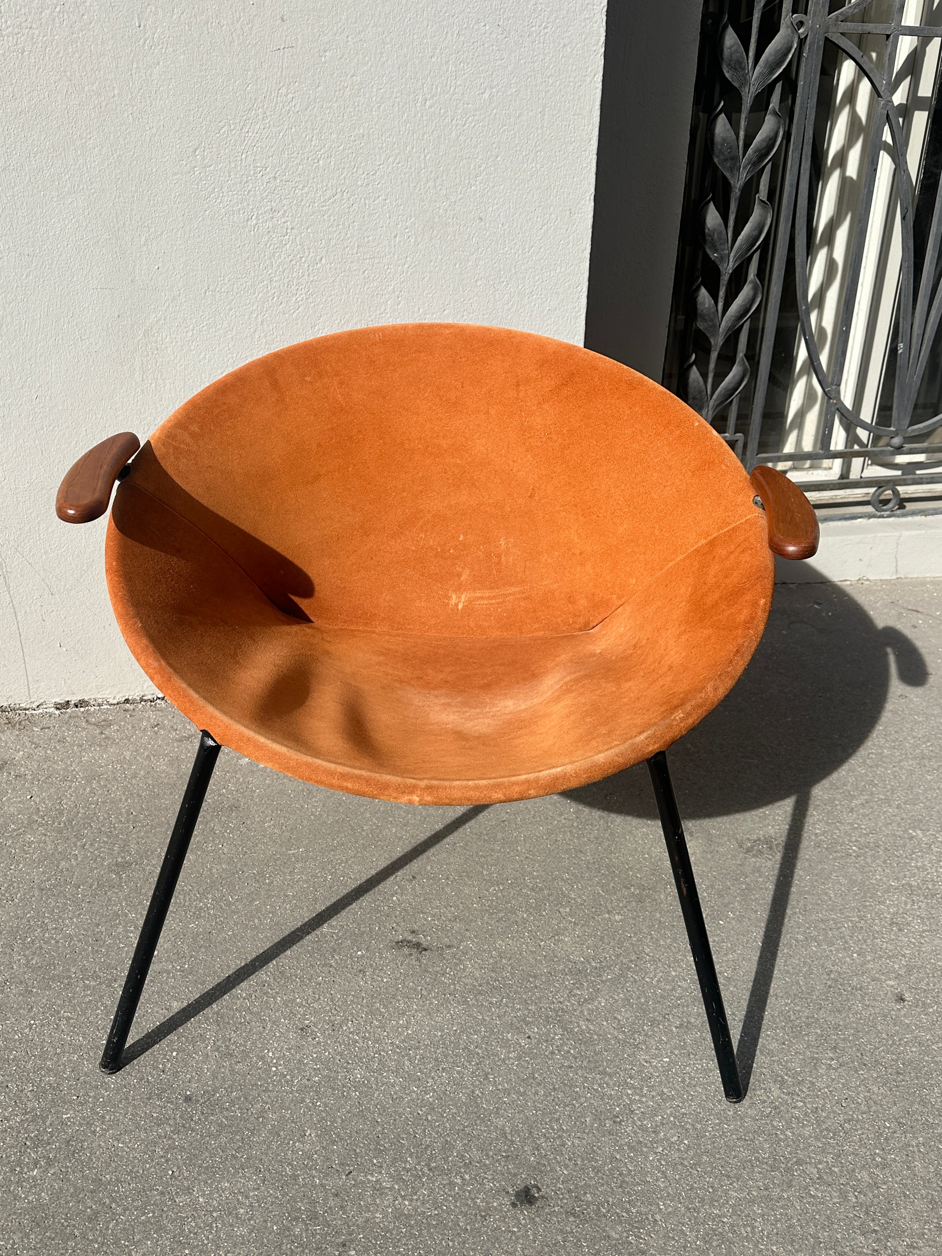 Designklassiker: "Balloon" Loungesessel von Hans Olsen, Teak & Wildleder