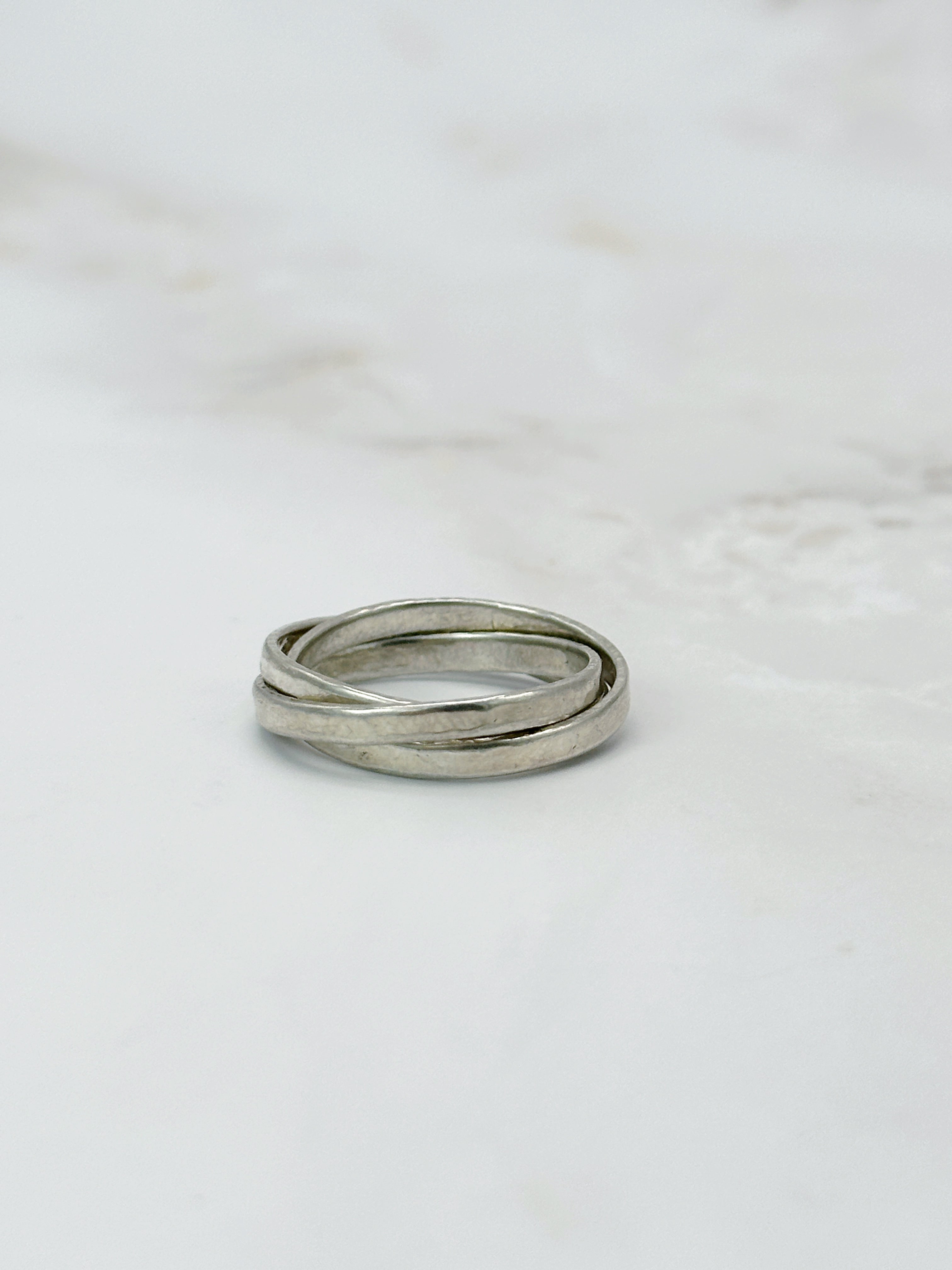 Dreireihiger gehämmerter Vintage-Ring aus 800 Silber