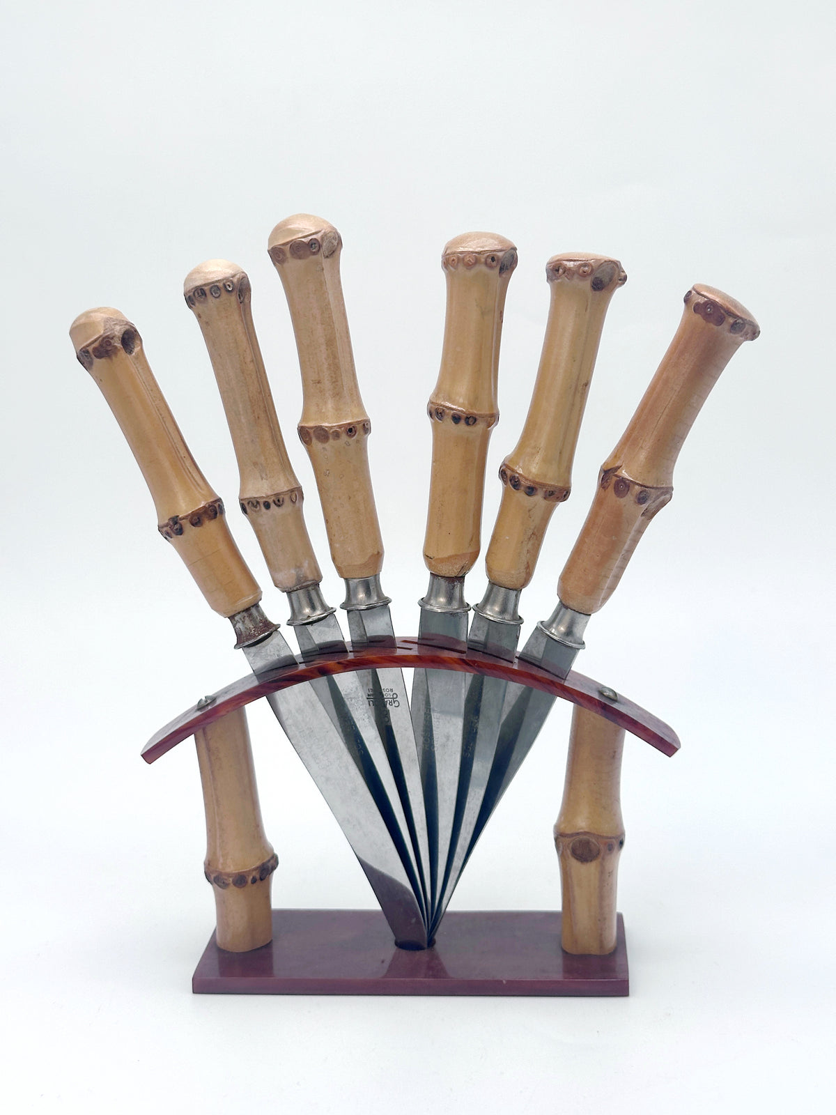 Vintage Obstmesser-Set aus Bambus und Bakelit