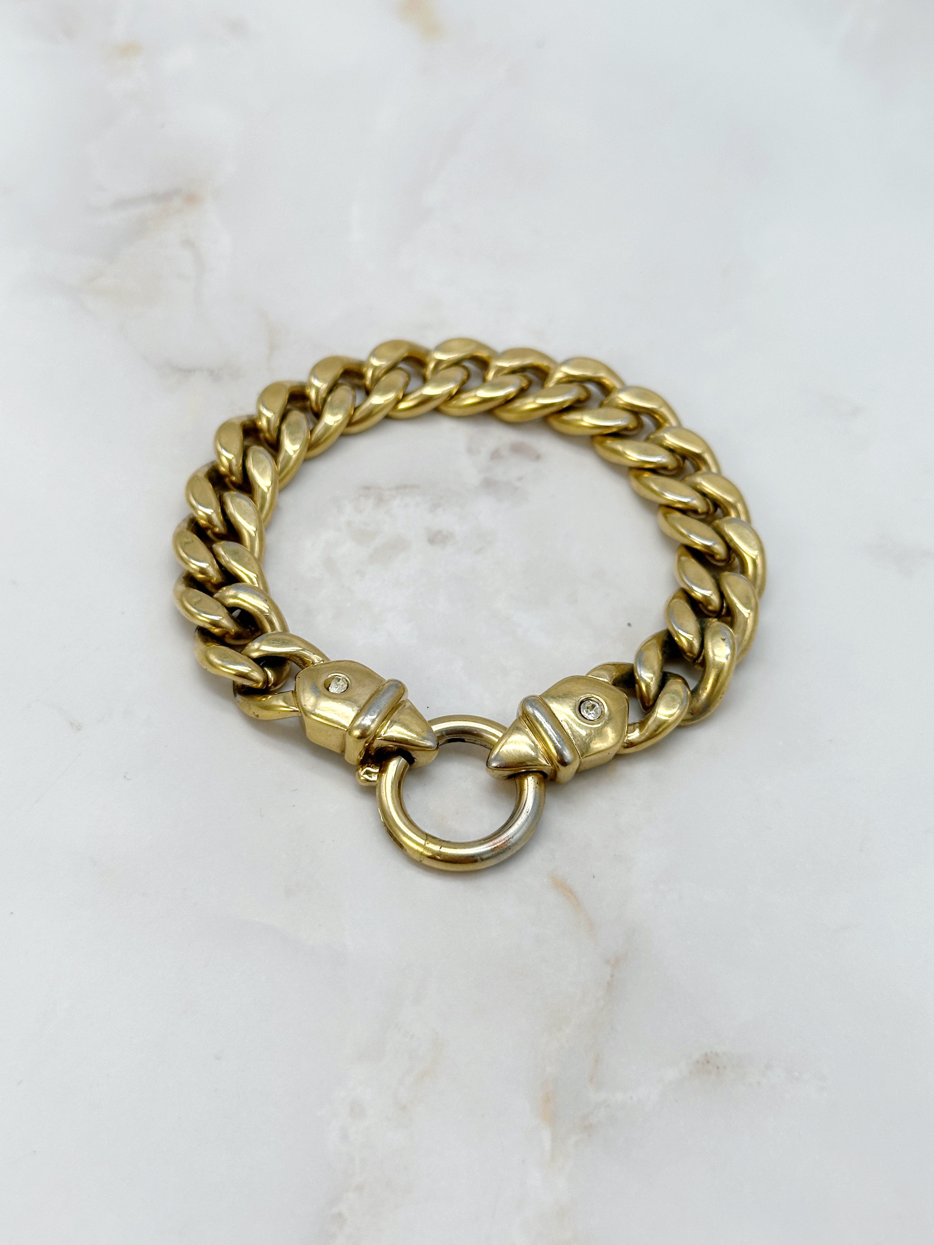 Vintage curb bracelet with rhinestone detail
