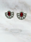 Vintage Strass-Ohrclips mit rotem Mittelstein