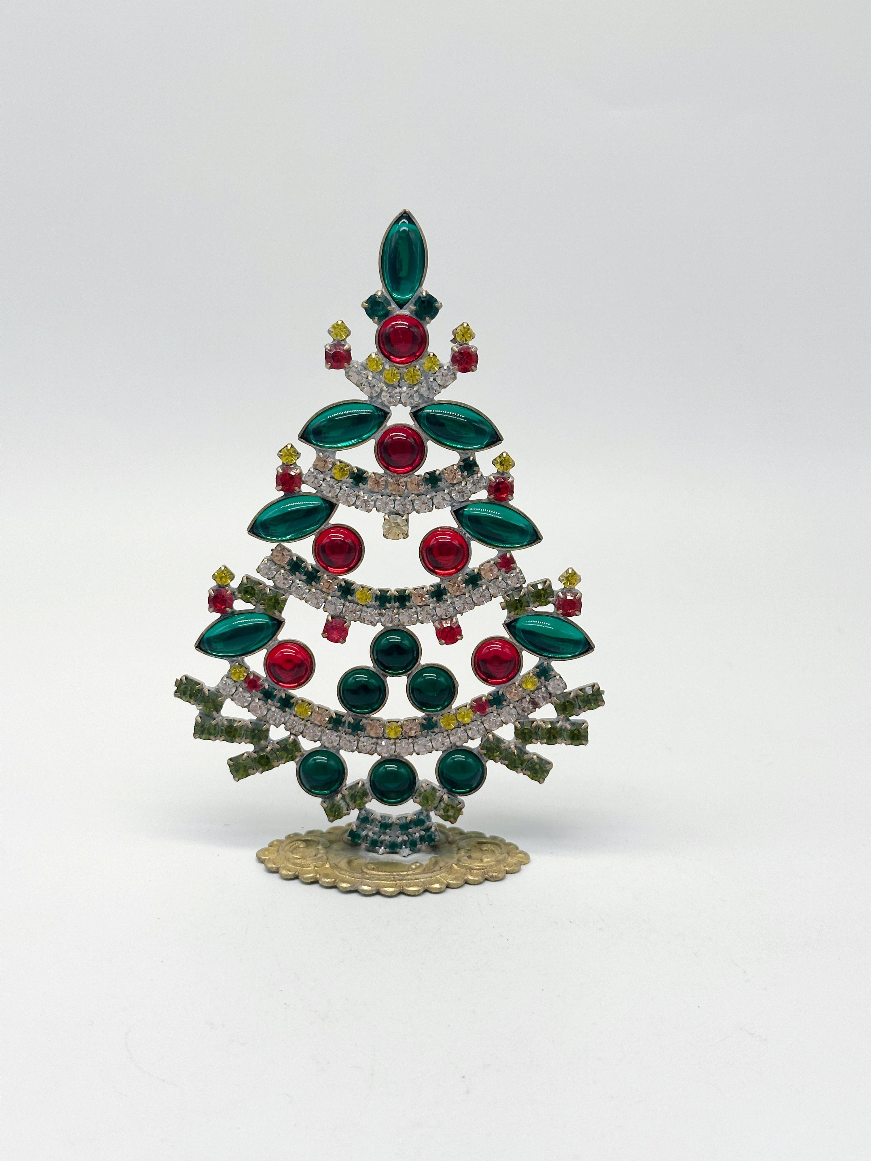 Vintage Gablonzer Christbaum aus Strass & Kristall